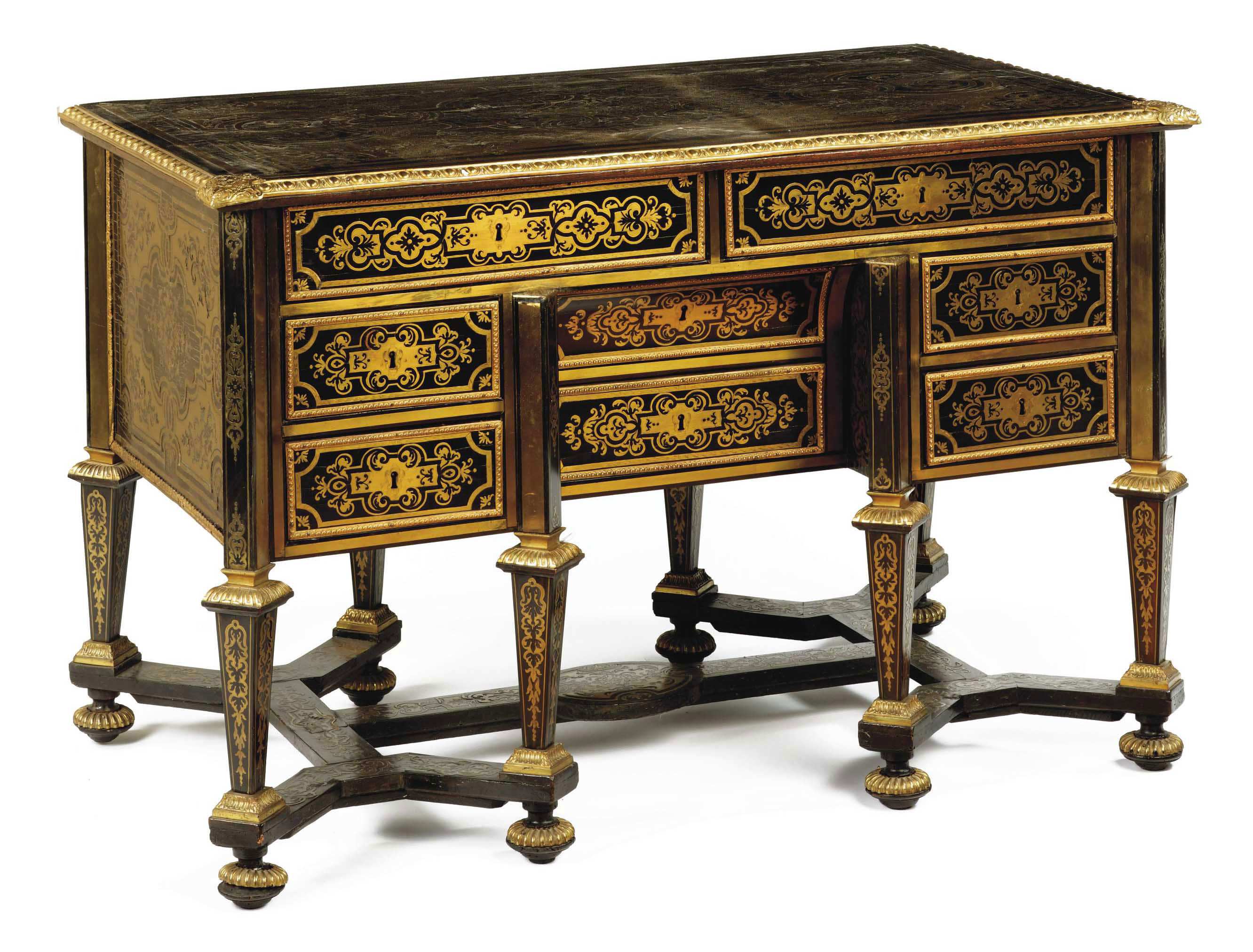 A Louis Xiv Ebony And Boulle Marquetry Bureau Mazarin