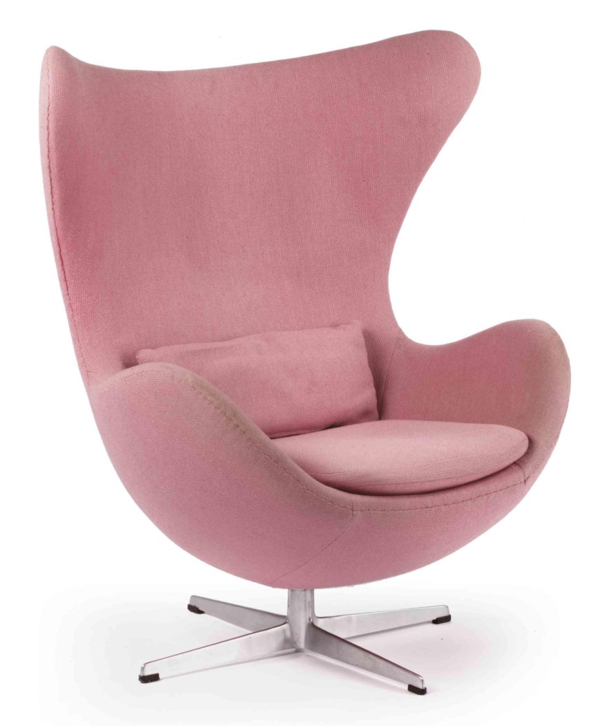 AN ALUMINUM AND UPHOLSTERED 'EGG' CHAIR