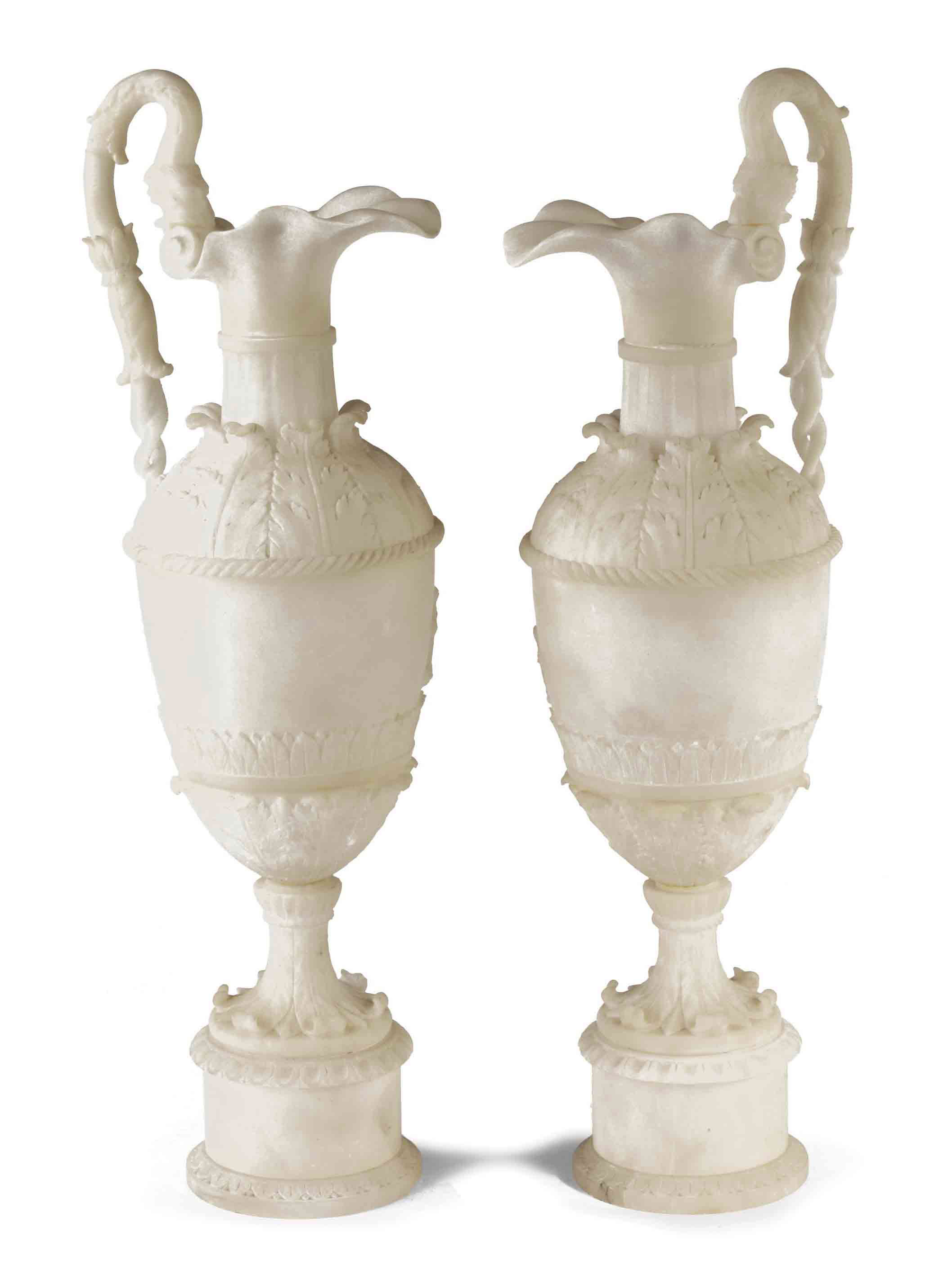 A PAIR OF ITALIAN ALABASTER VASES , SECOND QUARTER 19TH CENTURY