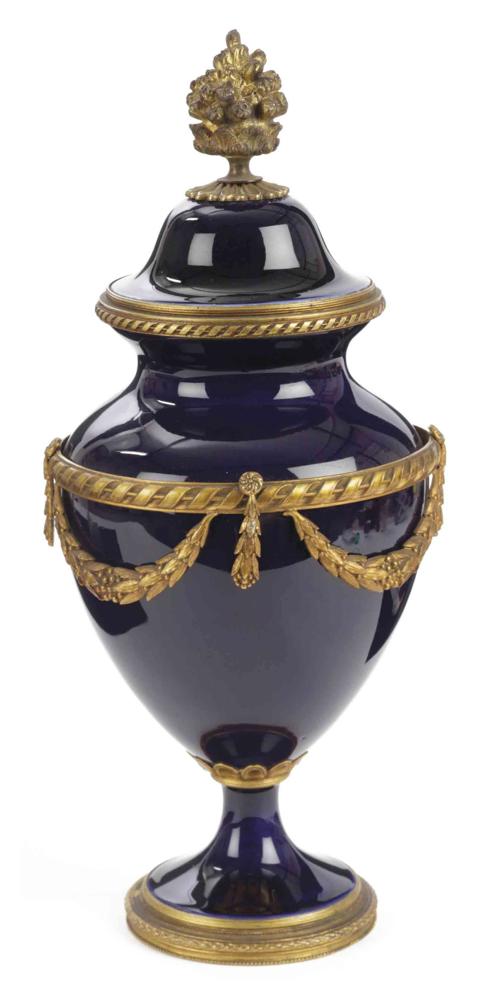 An ormolumounted Sevresstyle cobalt blue vase , LATE 19TH CENTURY