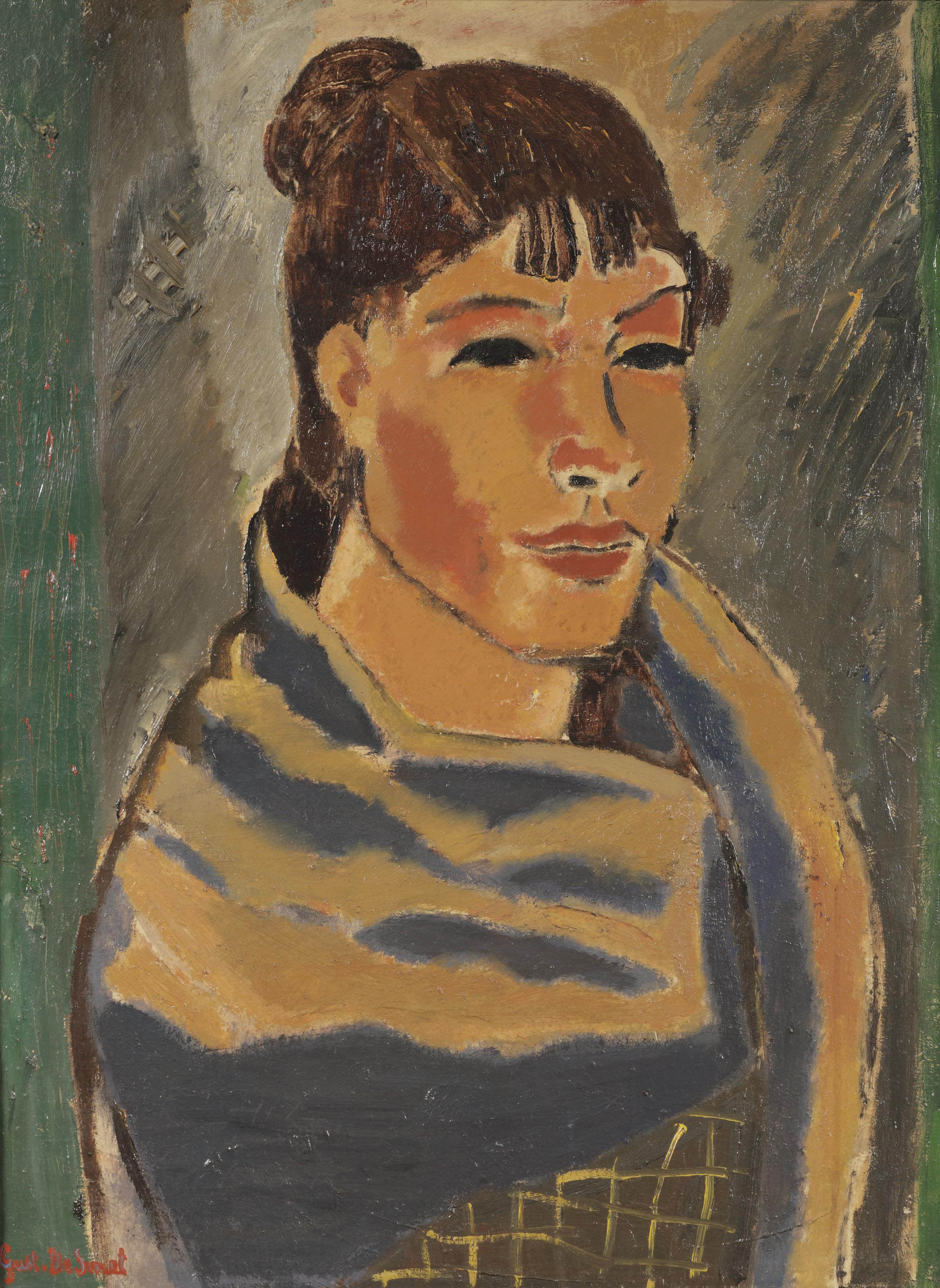 Gustave De Smet 1877 1943 Girl With Blue Scarf 20th Century