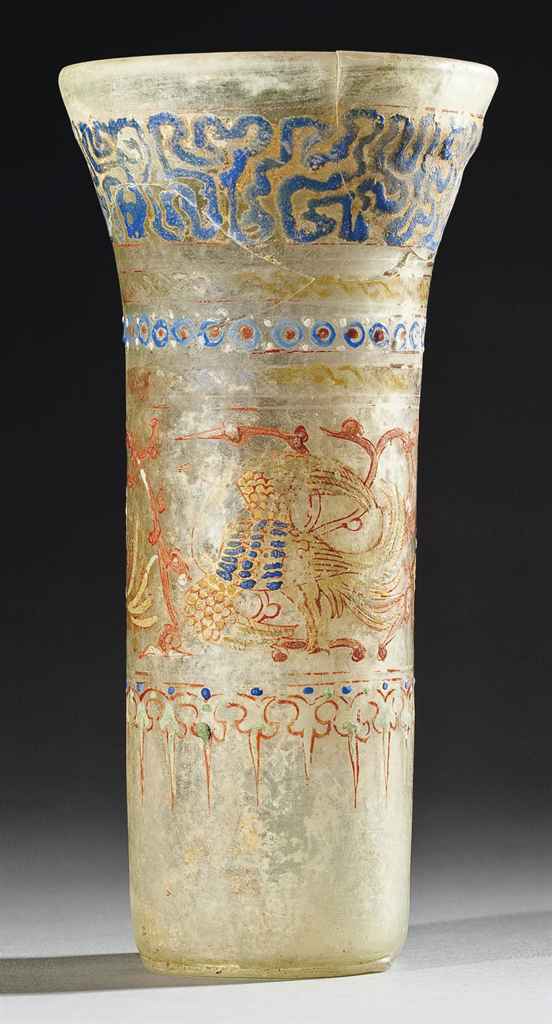 A MAMLUK ENAMELLED GLASS BEAKER