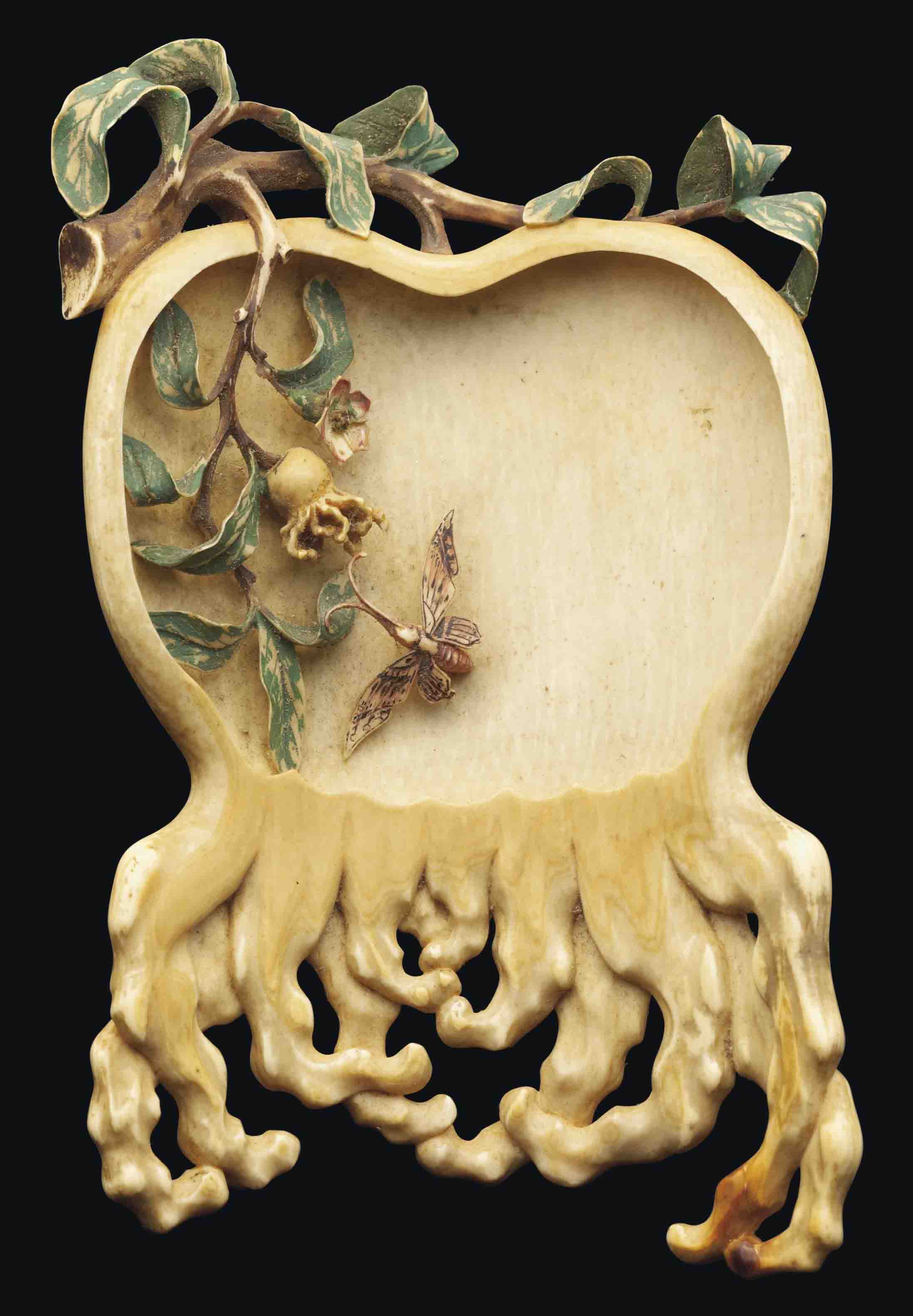 A CARVED STAINED IVORY FIGURE OF SHAN CAI TONGZI , 16TH/17TH CENTURY ...