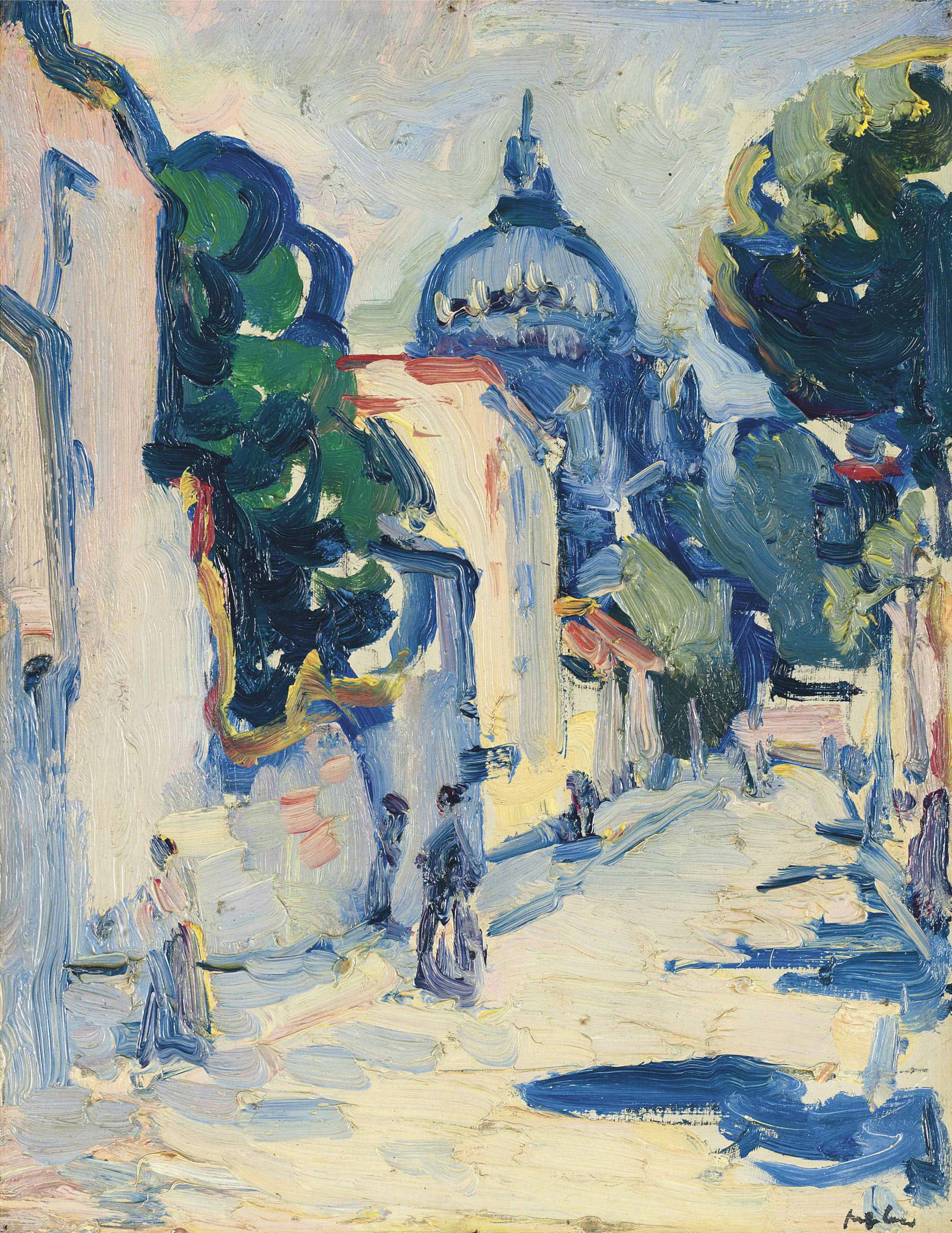 Samuel John Peploe, R.S.A. (1871-1935) , Figures in a Street