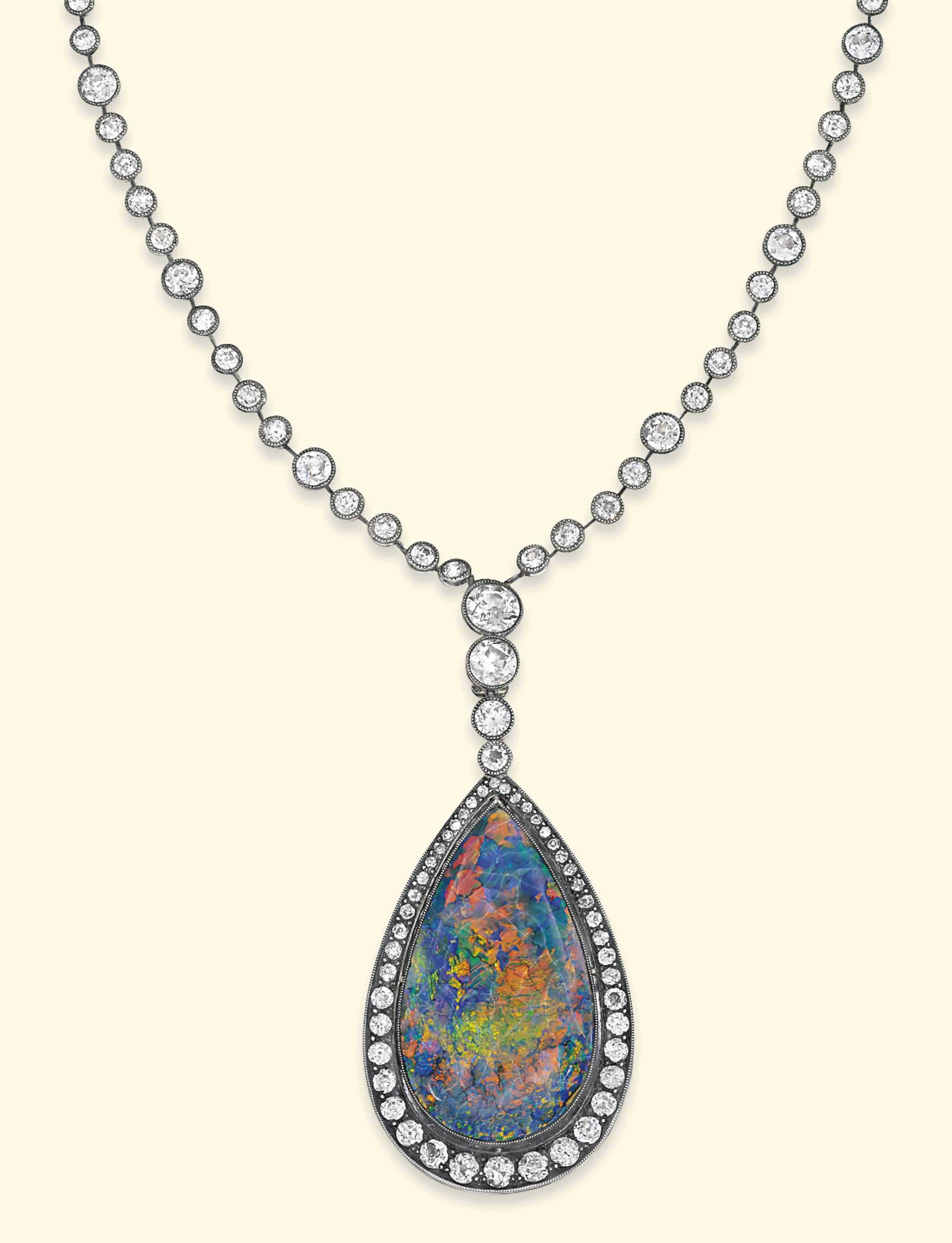 antique opal pendant necklace