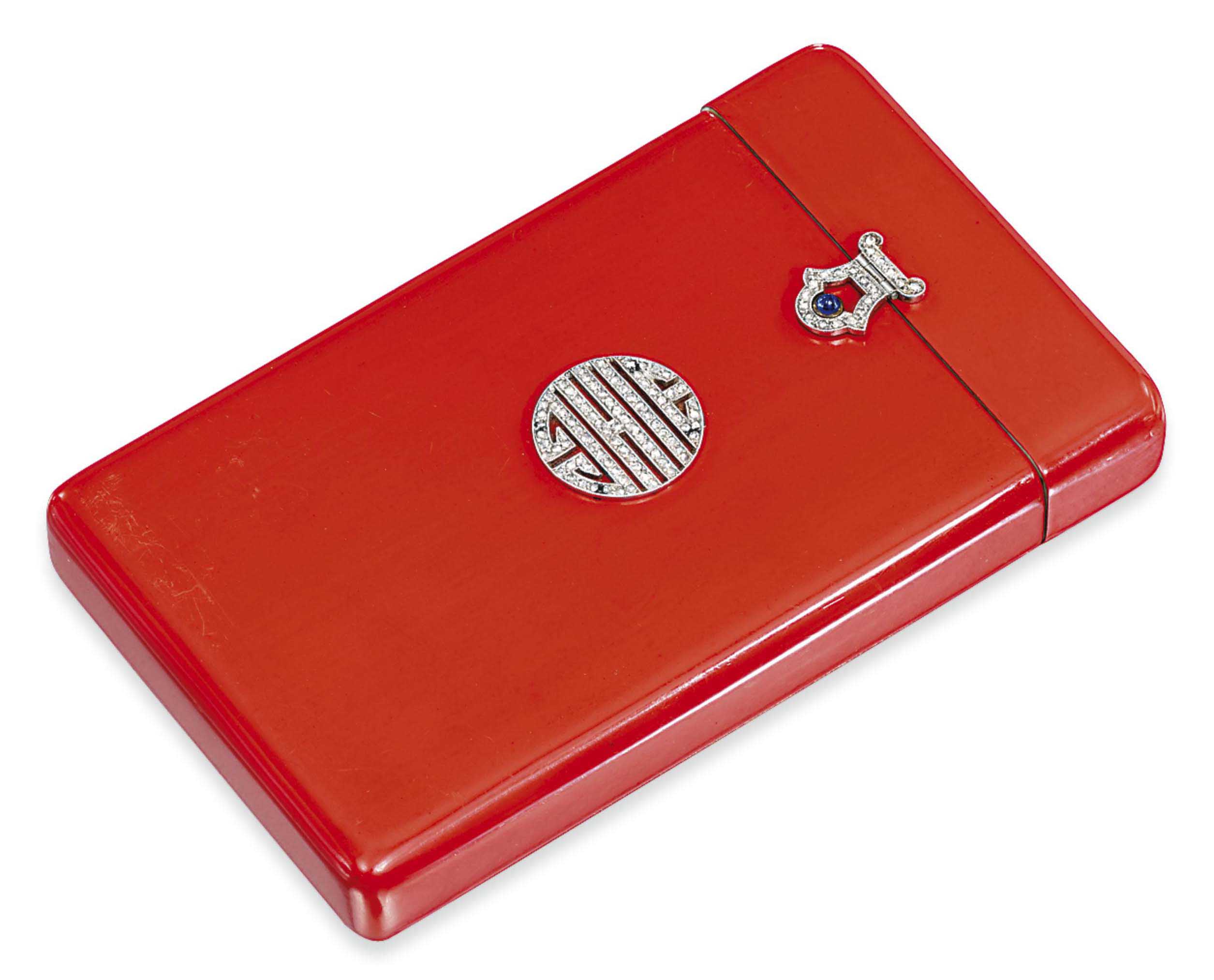 AN ART DECO DIAMOND, LACQUER AND IVORY CIGARETTE CASE Christie's