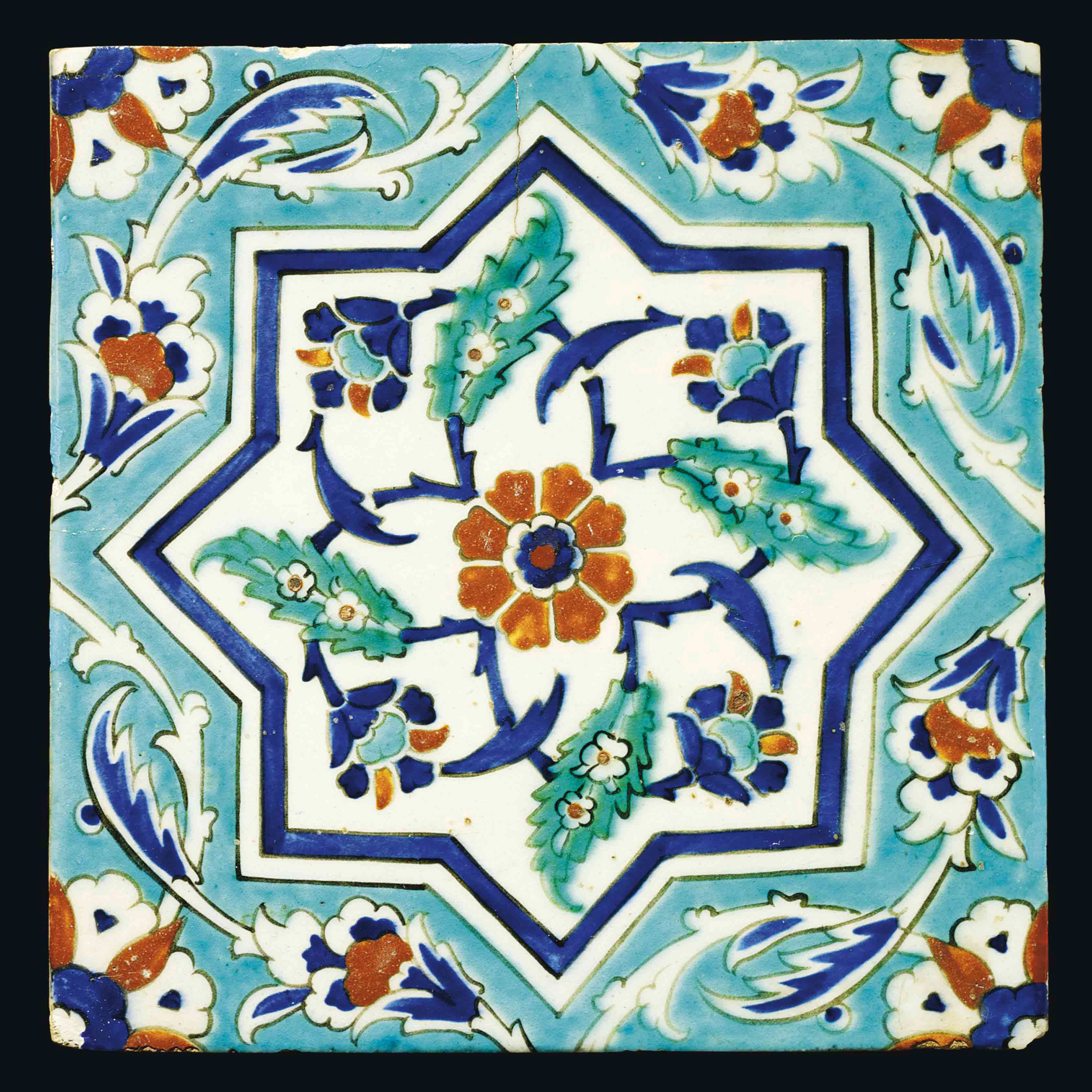 AN IZNIK POTTERY TILE , OTTOMAN TURKEY, MID 17TH CENTURY Christie's