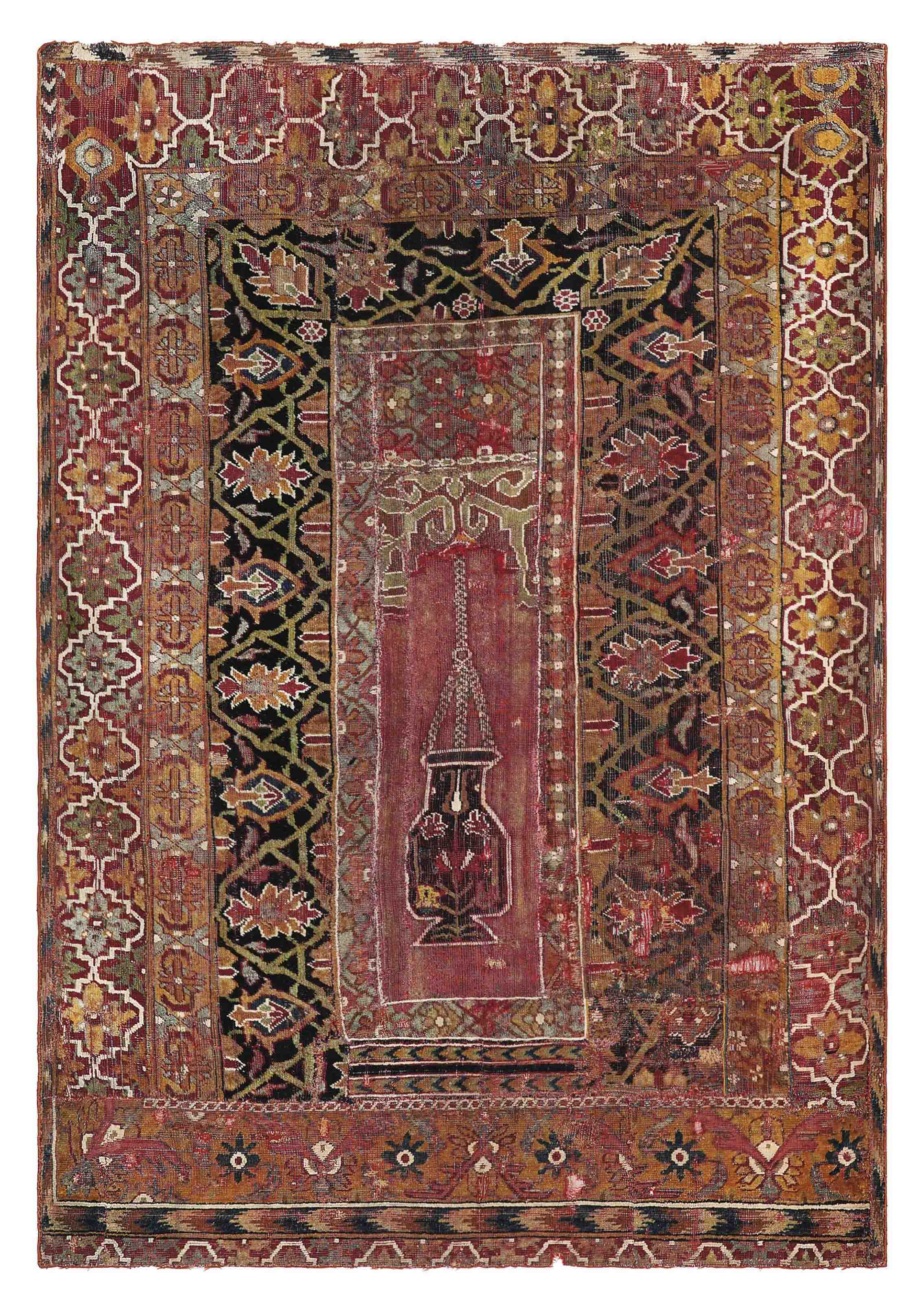 A PARTCOTTON OTTOMAN CAIRENE PRAYER RUG , EGYPT, LATE 17TH CENTURY