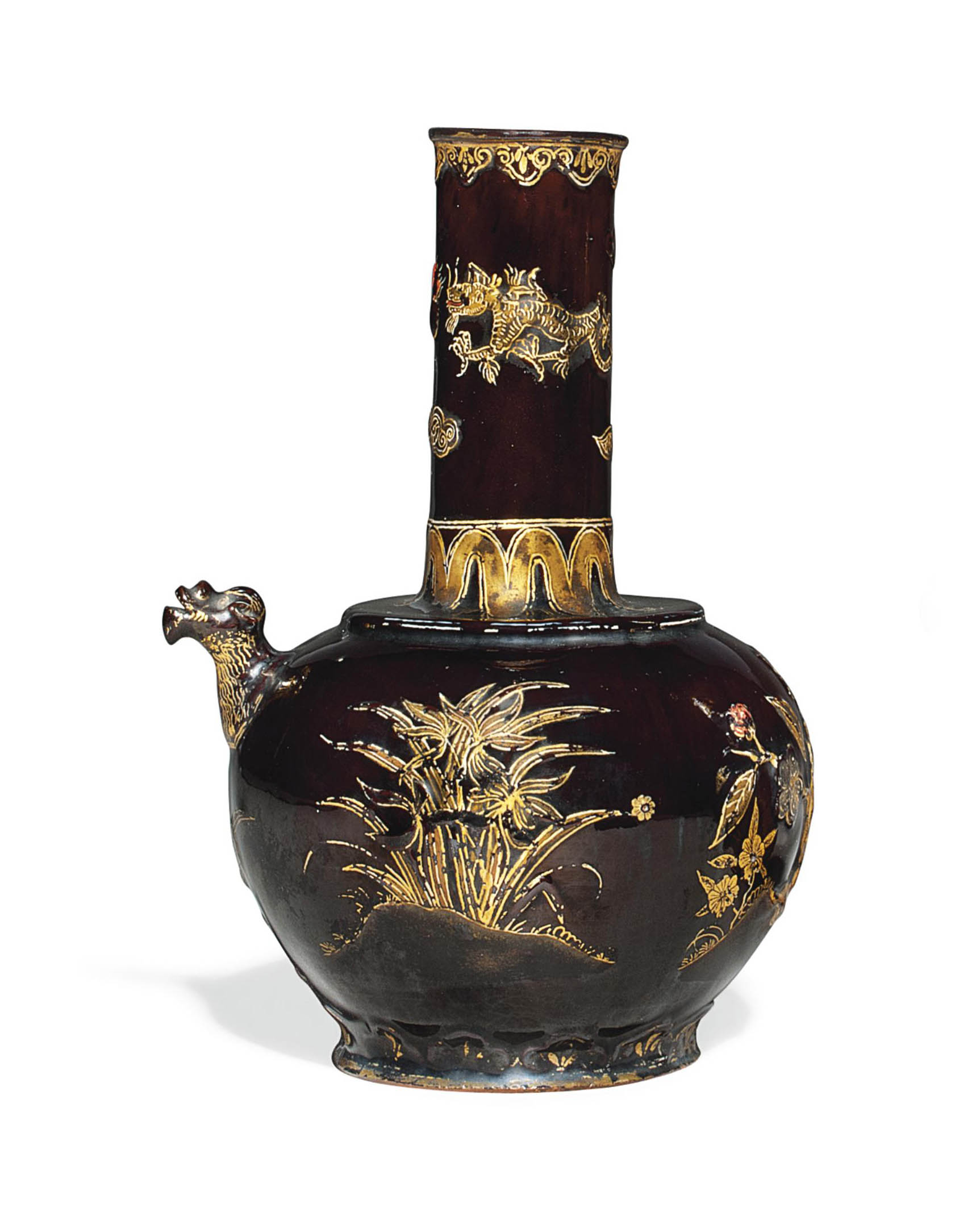 A B&ouml;ttger black-glazed red stoneware saki ewer or kendi, circa 1710-13.&nbsp;Sold for &pound;55,250 on 29 November 2011 at Christie&rsquo;s in London