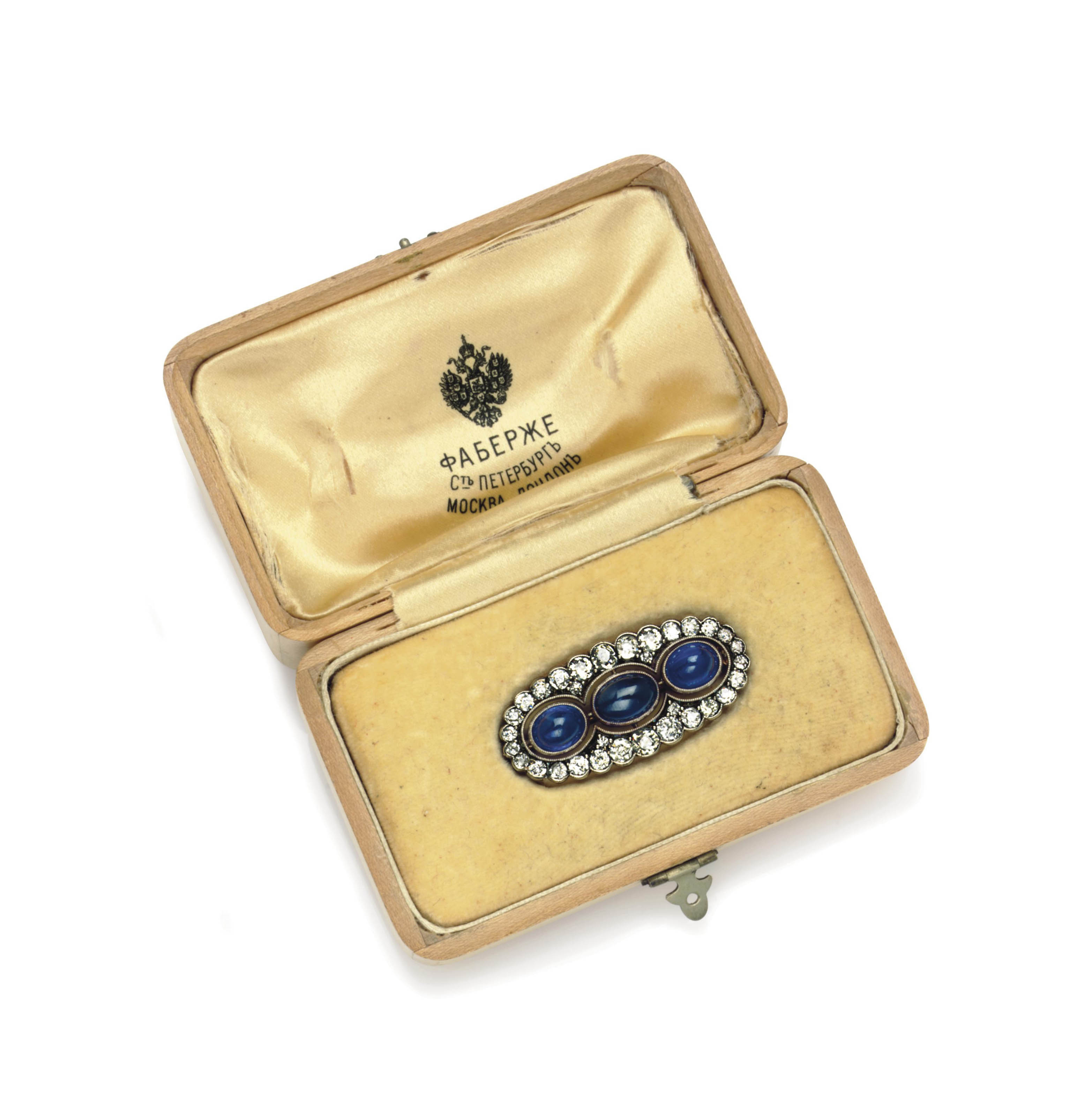 A JEWELLED PLATINUM AND GOLD BROOCH , BY FABERGÉ, ST PETERSBURG, 1908