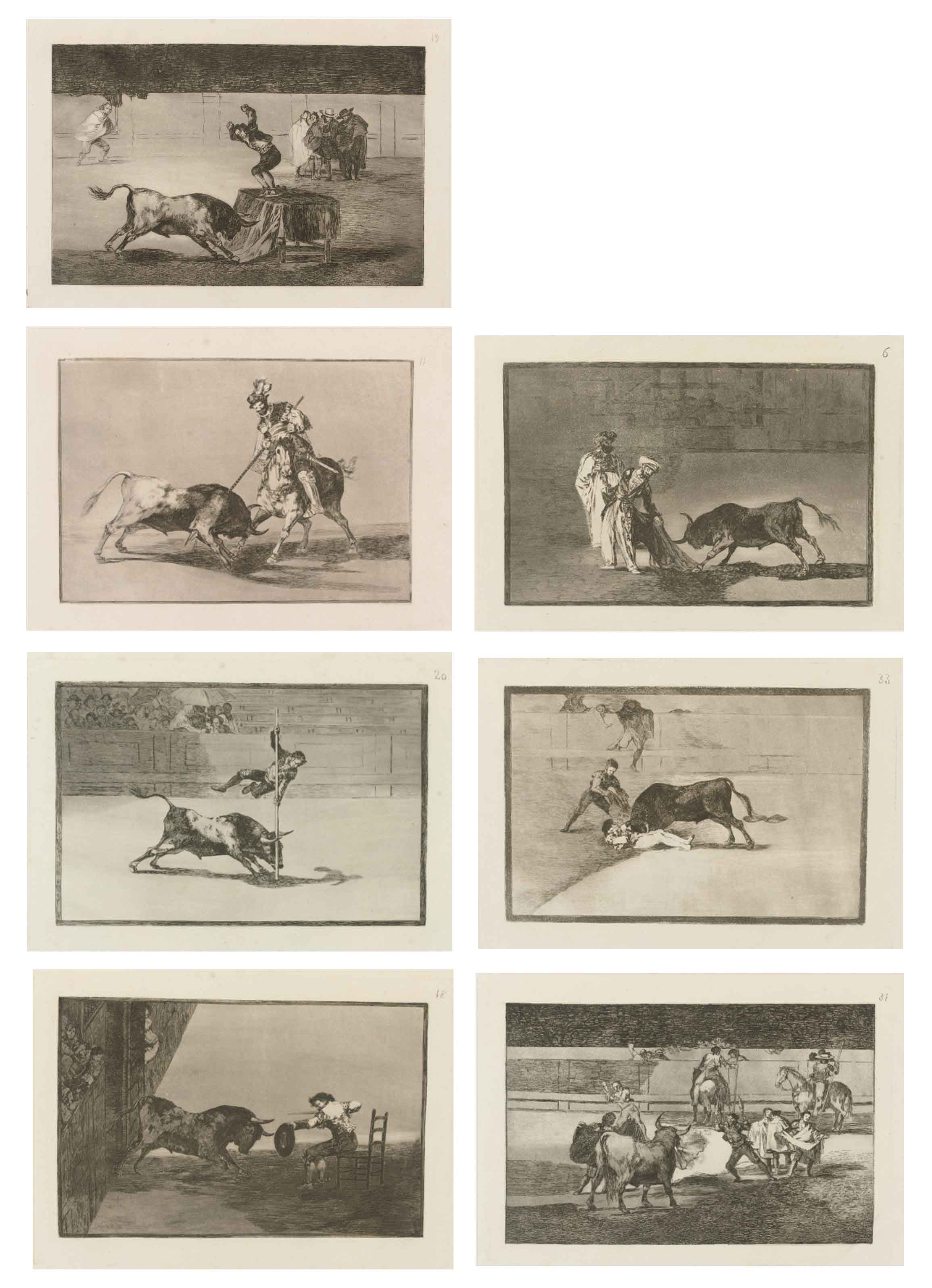 Twenty-two plates from: La Tauromaquia (cf. Delteil 224 ff.; Harris 204 ff.)
