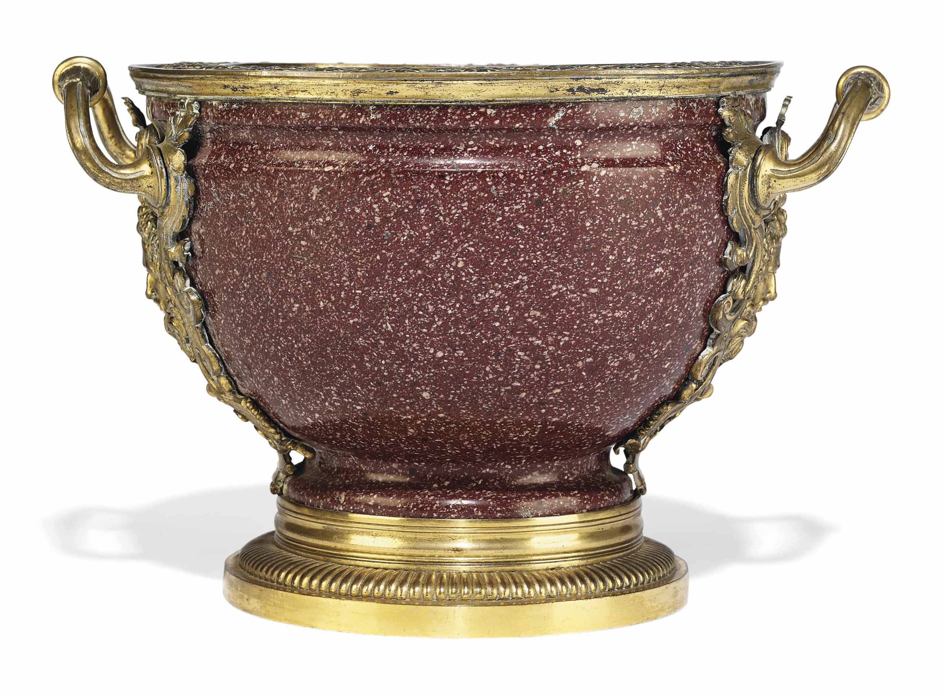 A REGENCE ORMOLU MOUNTED PORPHYRY BOWL THE ORMOLU CIRCA 1715 20 THE 
