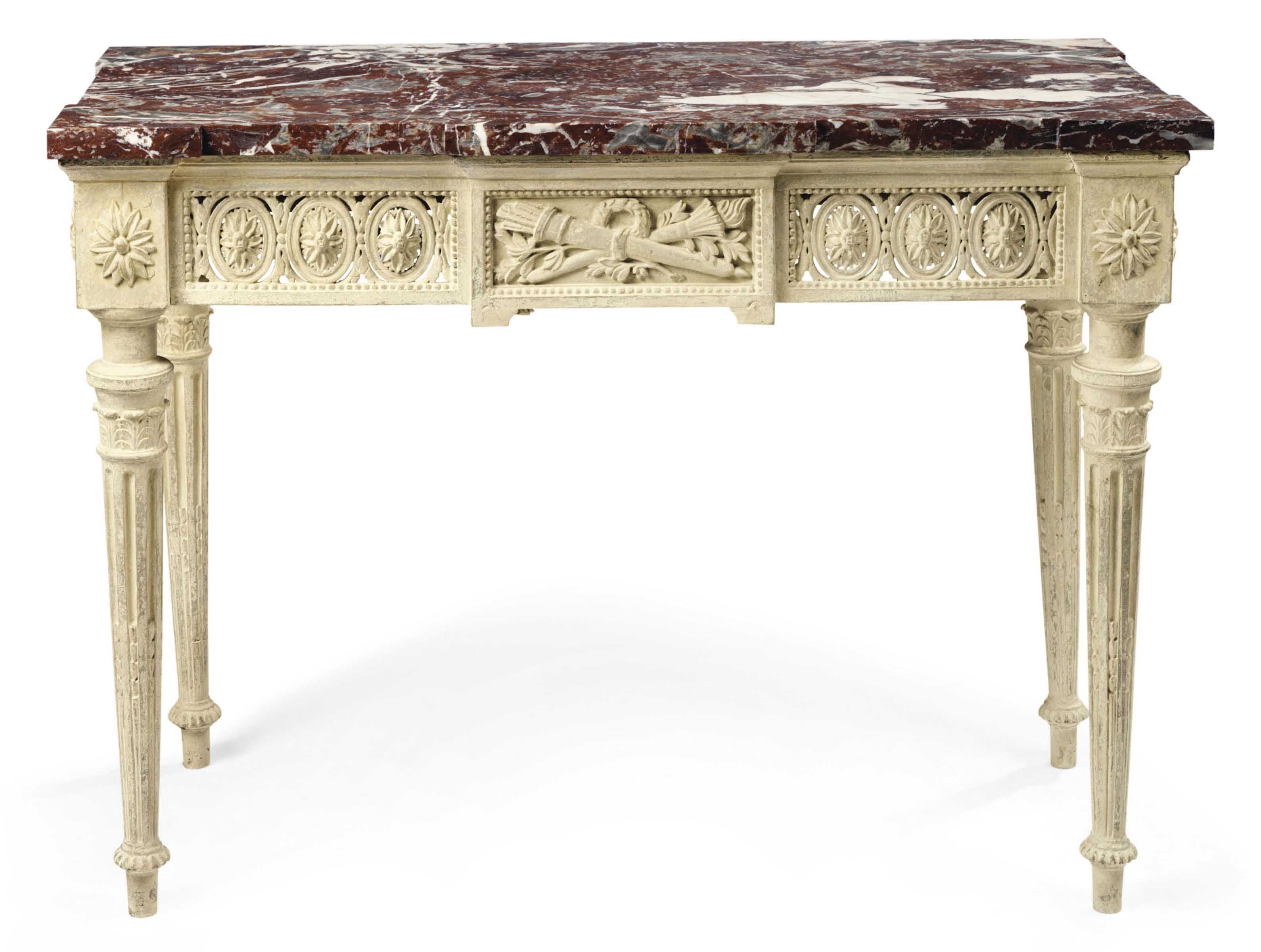 A Louis Xvi White Painted Console Table Circa 1790 Console Table Furniture Lighting Christie S