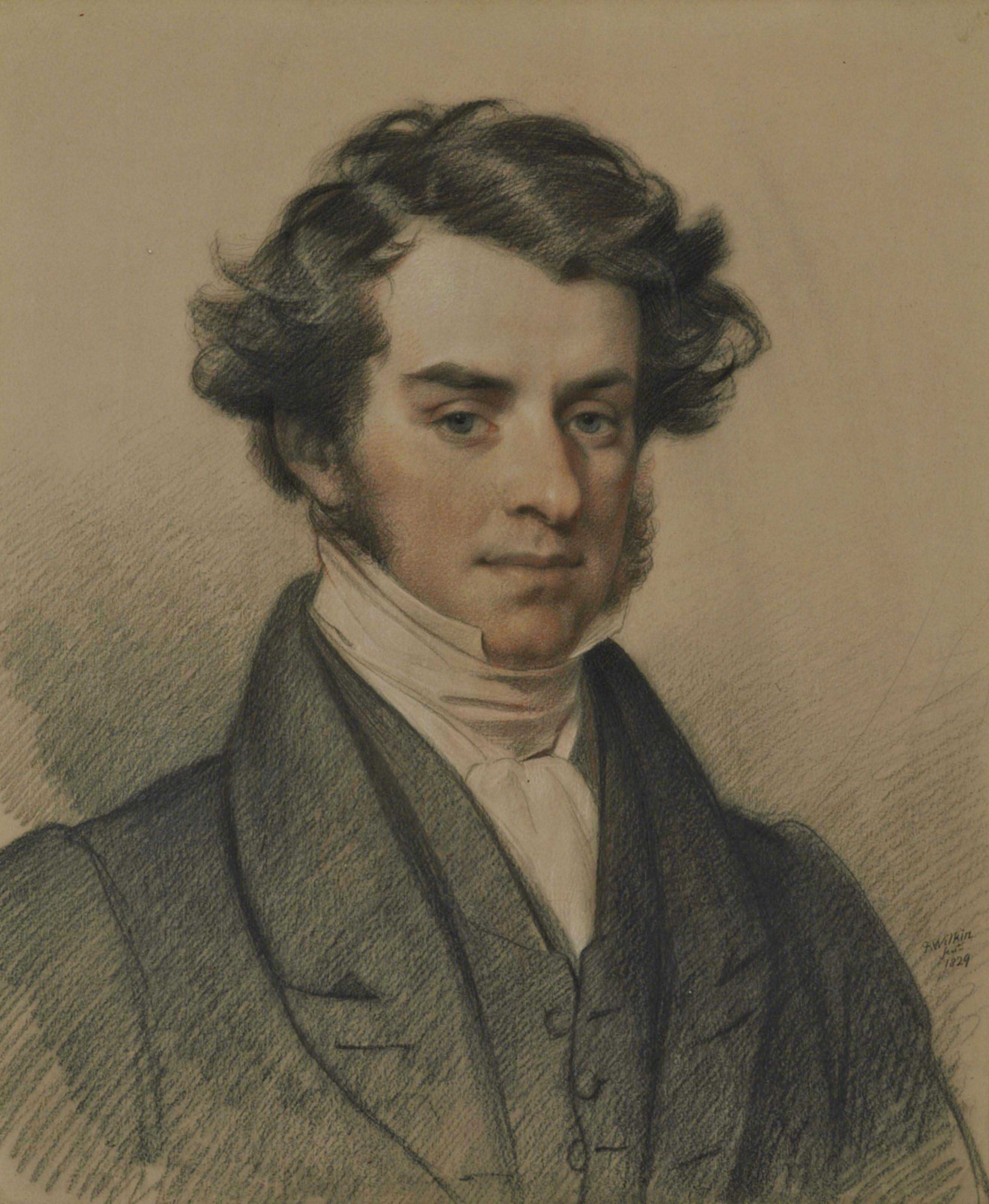 Francis William Wilkin (17911842) , Portrait of a gentleman, half