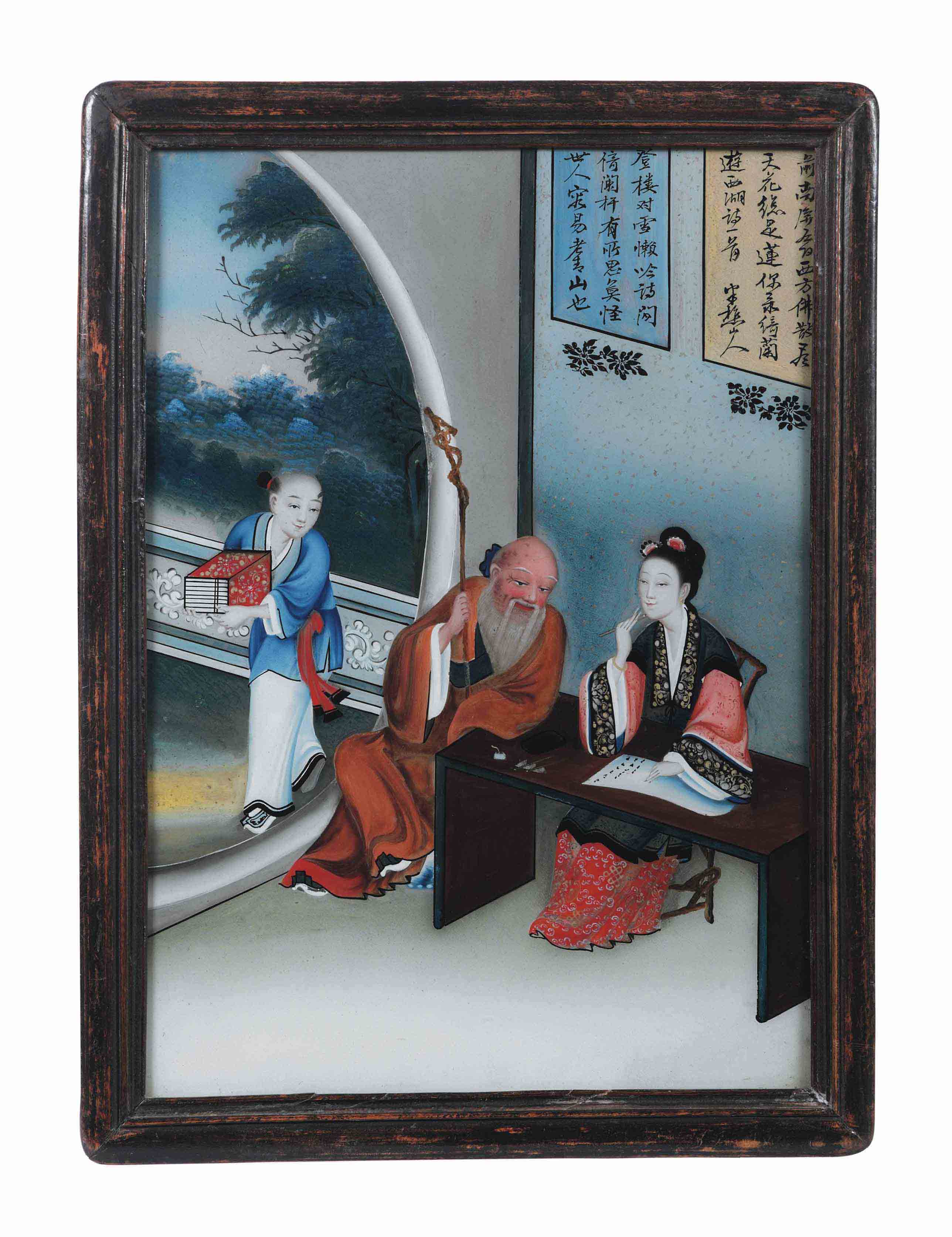 A Chinese Reverse Glass Painting 19th Century Paintings Glass