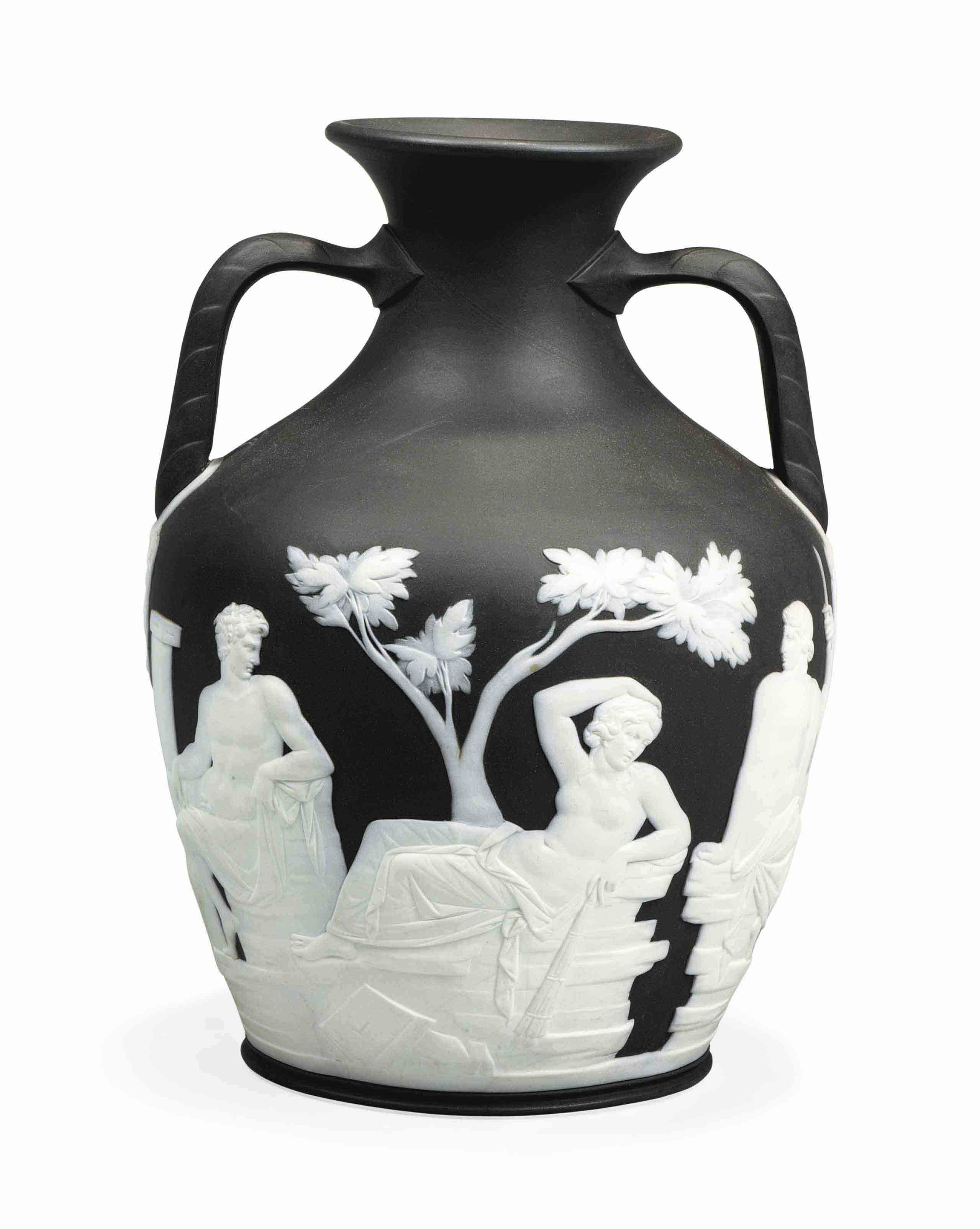 A Wedgwood Black Basalt Copy Of The Portland Vase Late 19th