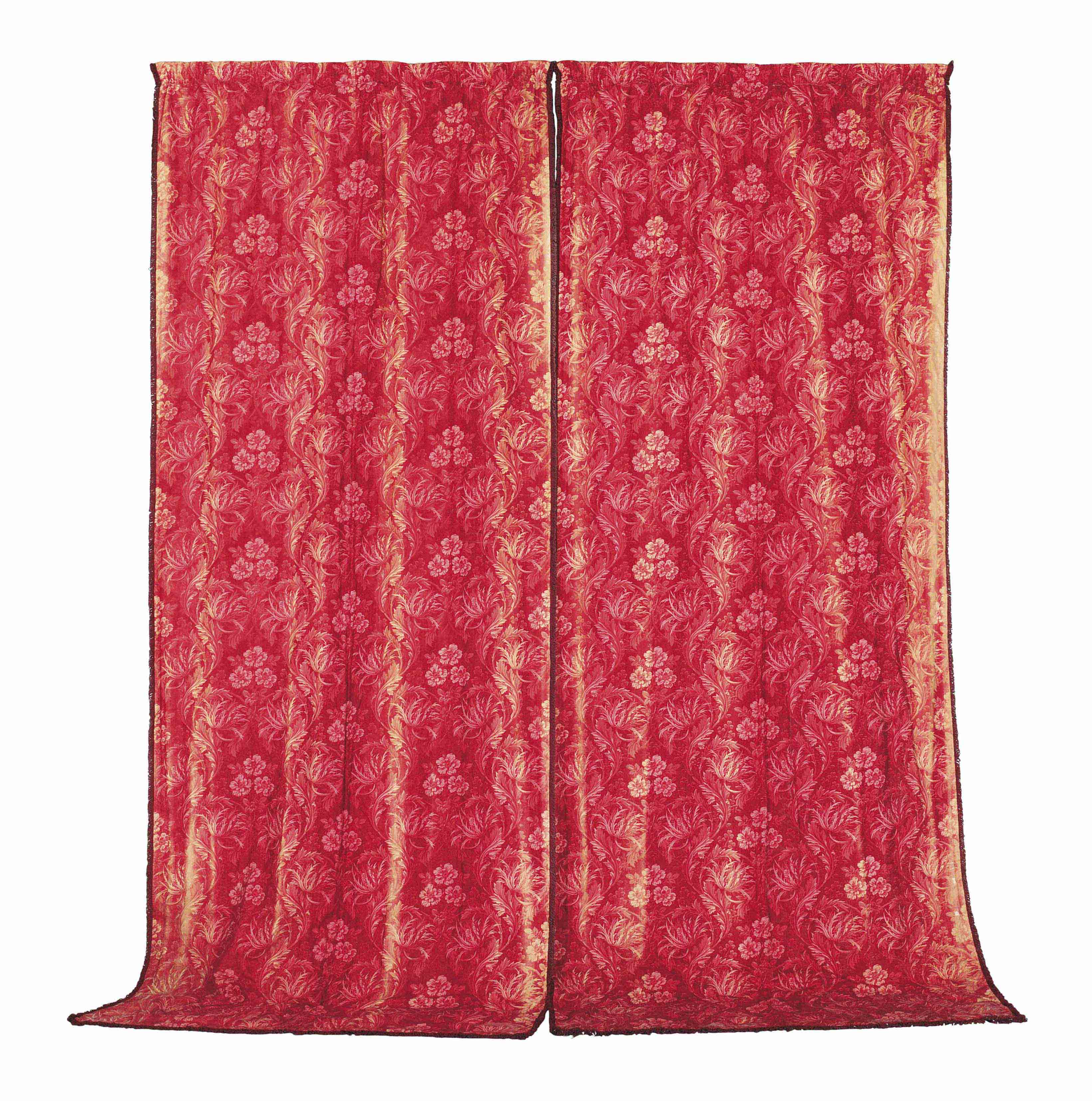 A SET OF SIX RED LINEN CURTAINS , 19TH CENTURY Christie's