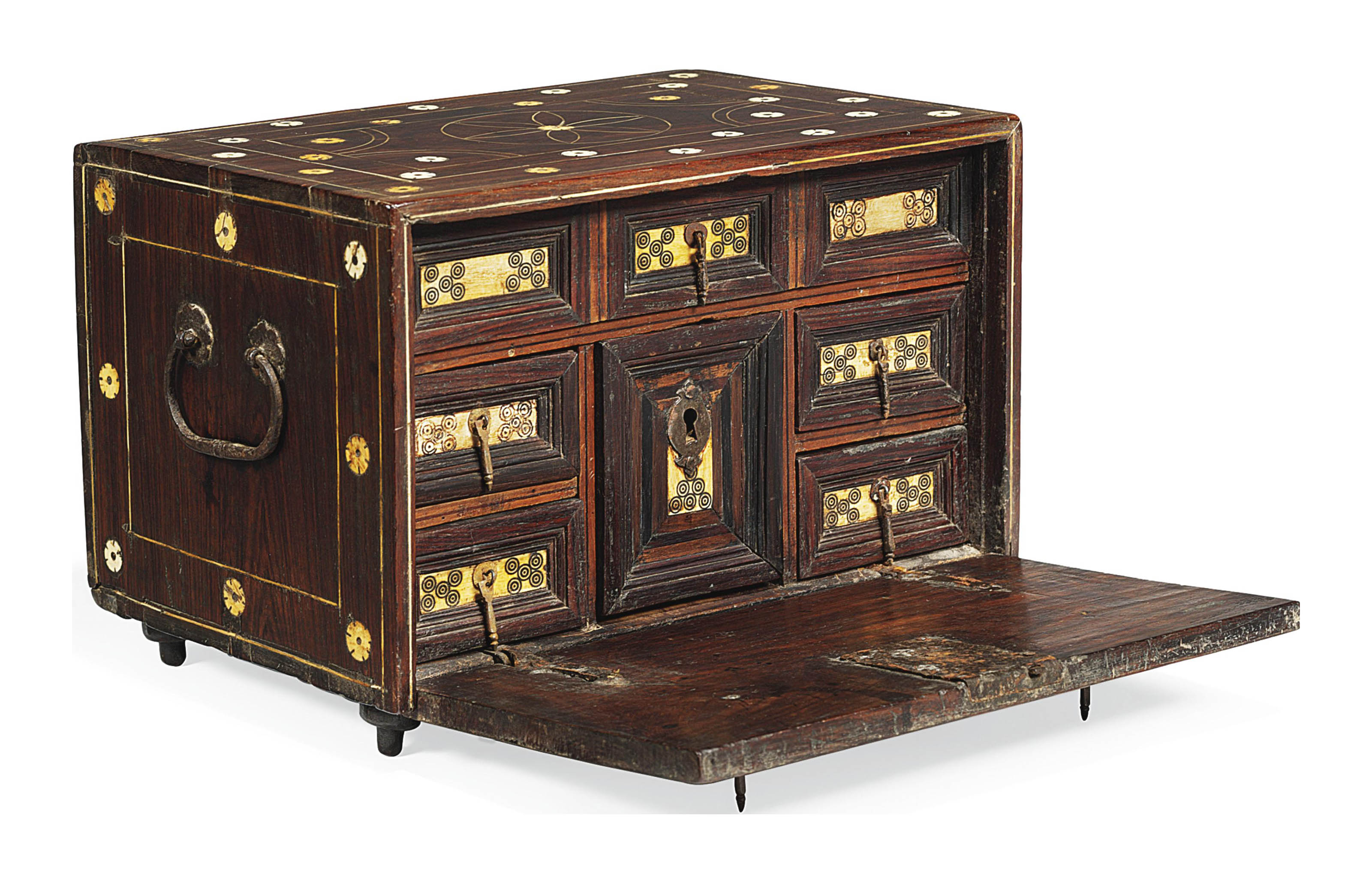 AN INDOPORTUGUESE IVORYINLAID ROSEWOOD TABLE , LATE 17TH