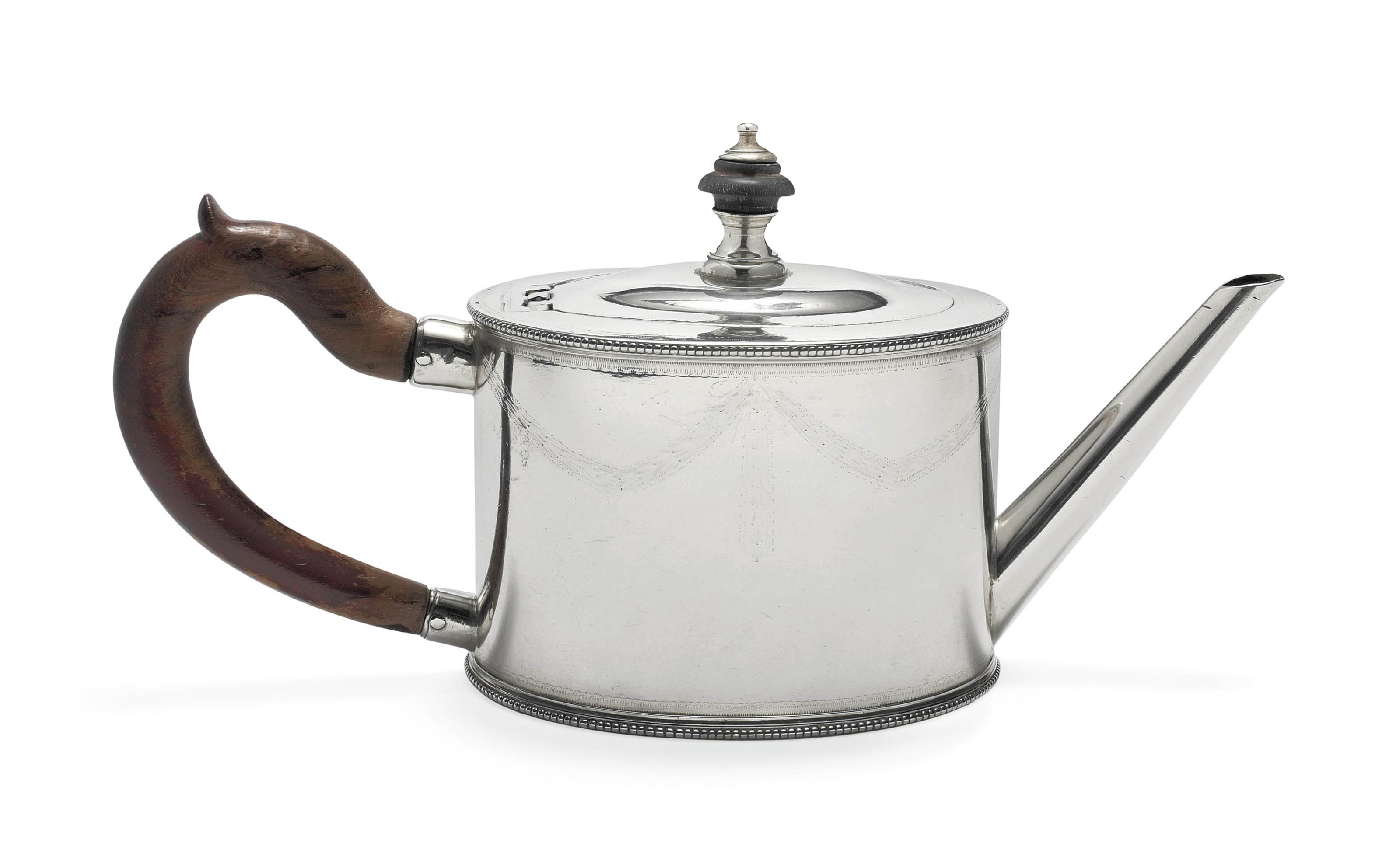 A PORTUGUESE SILVER TEAPOT , OPORTO, CIRCA 1800, MAKER'S MARK LAC
