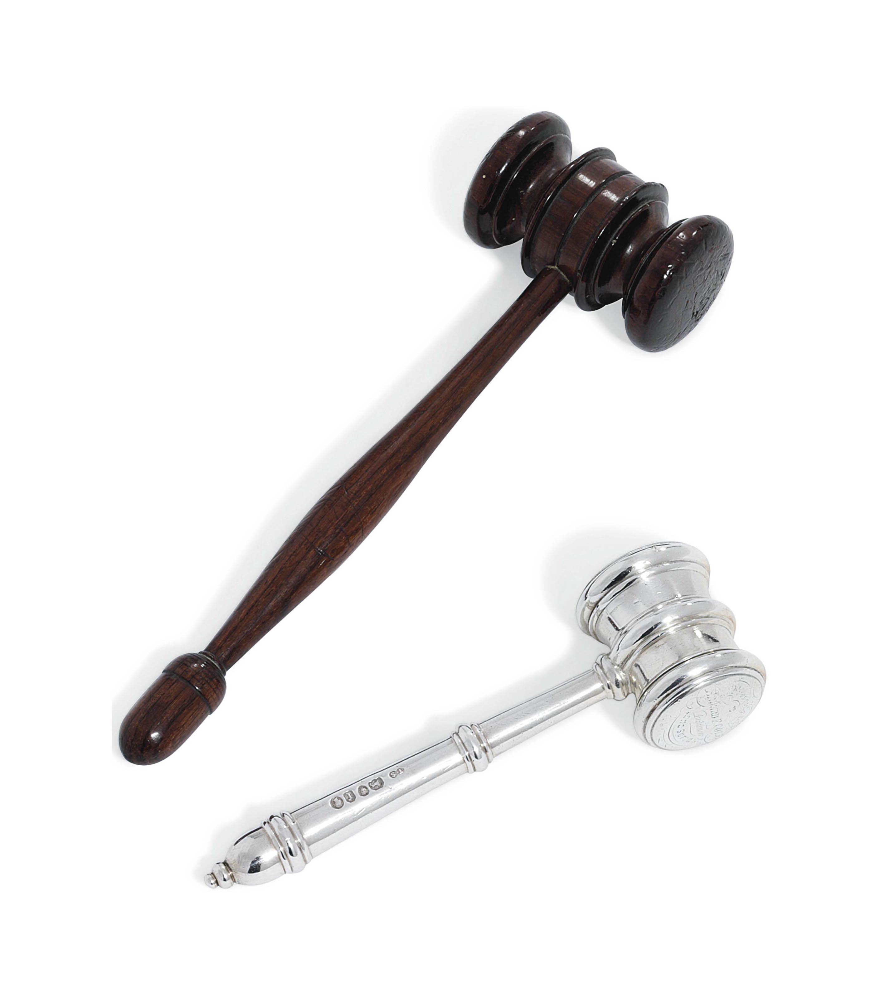 A VICTORIAN SILVER GAVEL