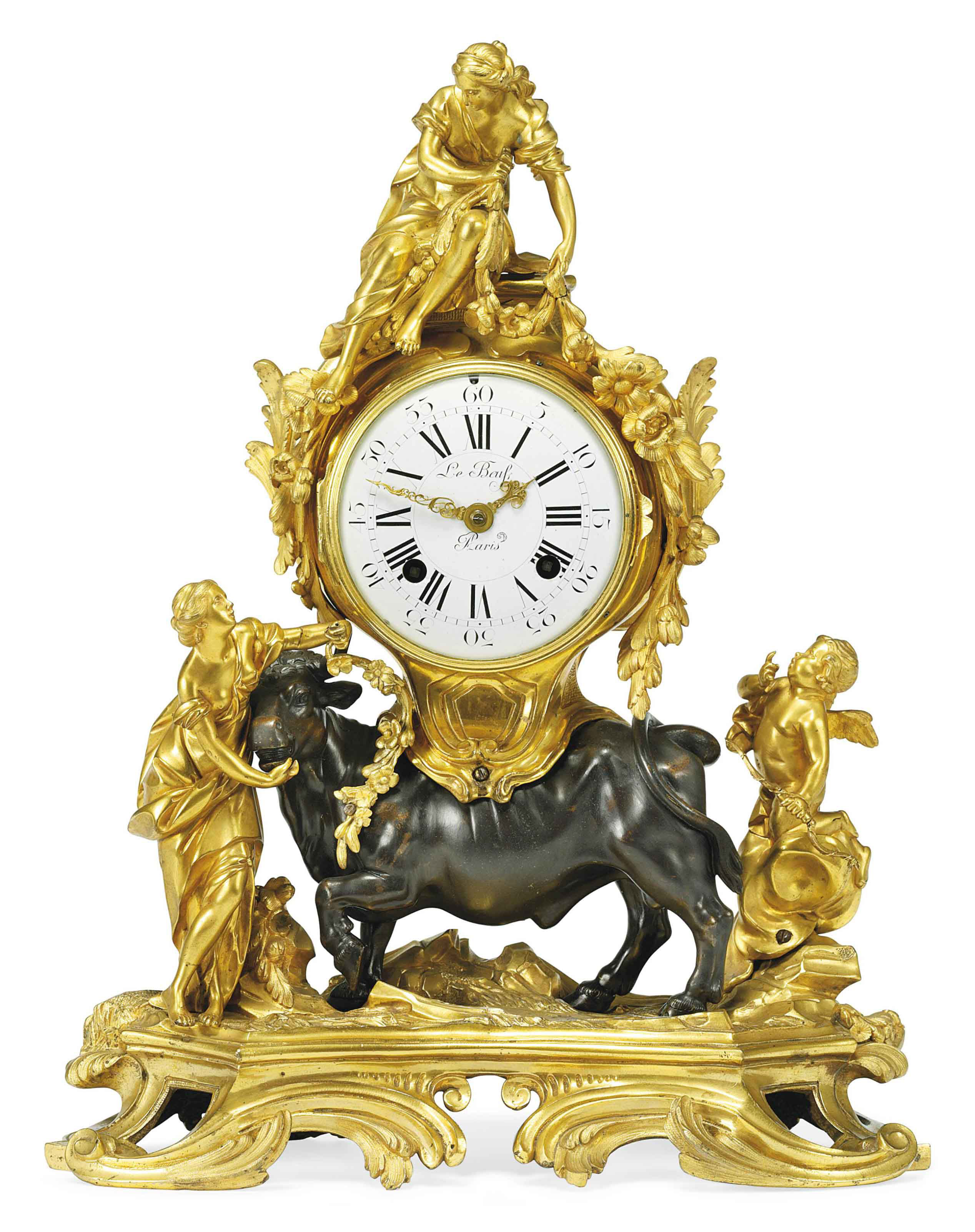 A French Ormolu And Patinated Bronze Mantel Clock The Rape Of Europa Seth thomas engine wall clock, time only, c. patinated bronze mantel clock