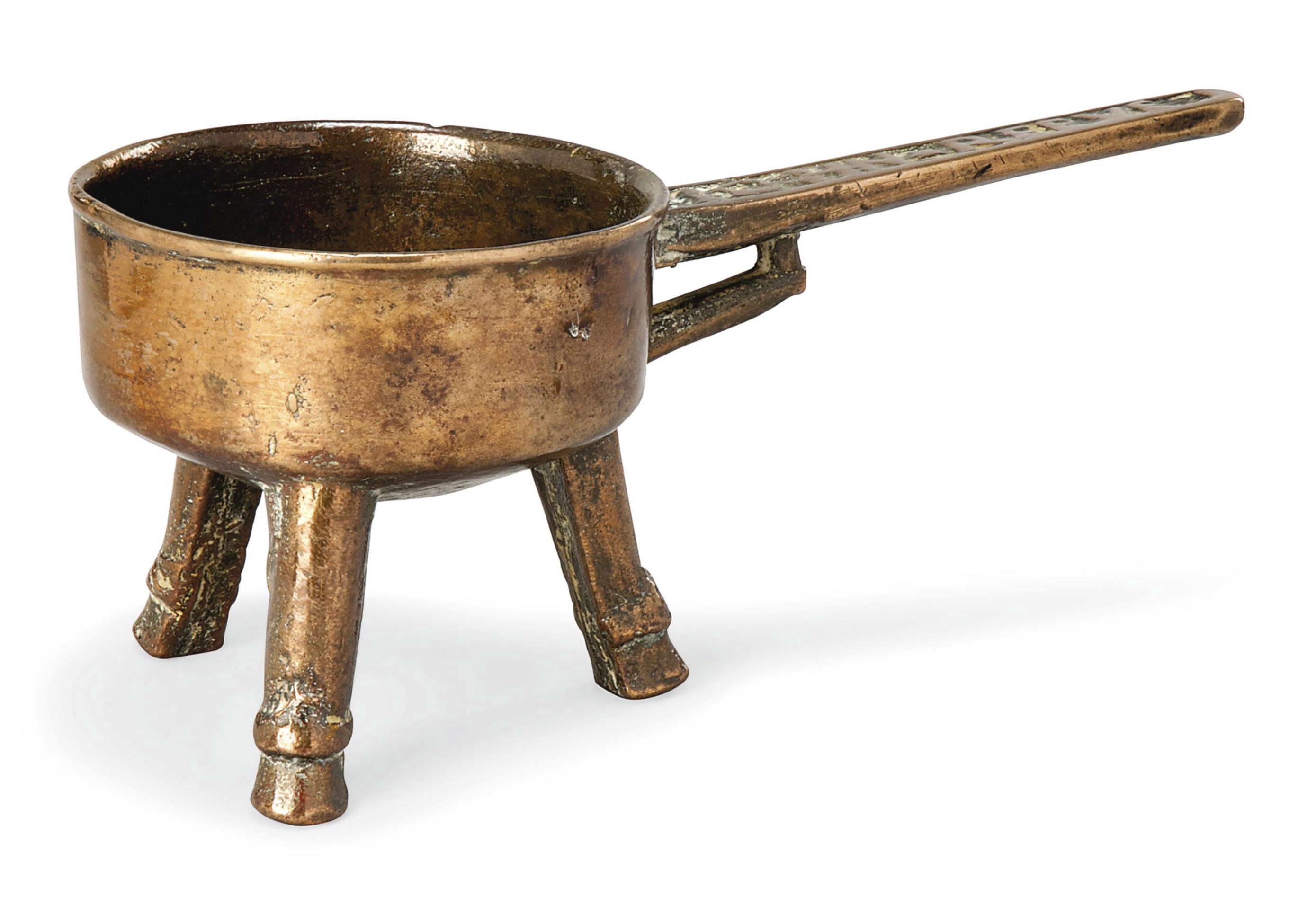 AN ENGLISH MINIATURE BRONZE SKILLET
