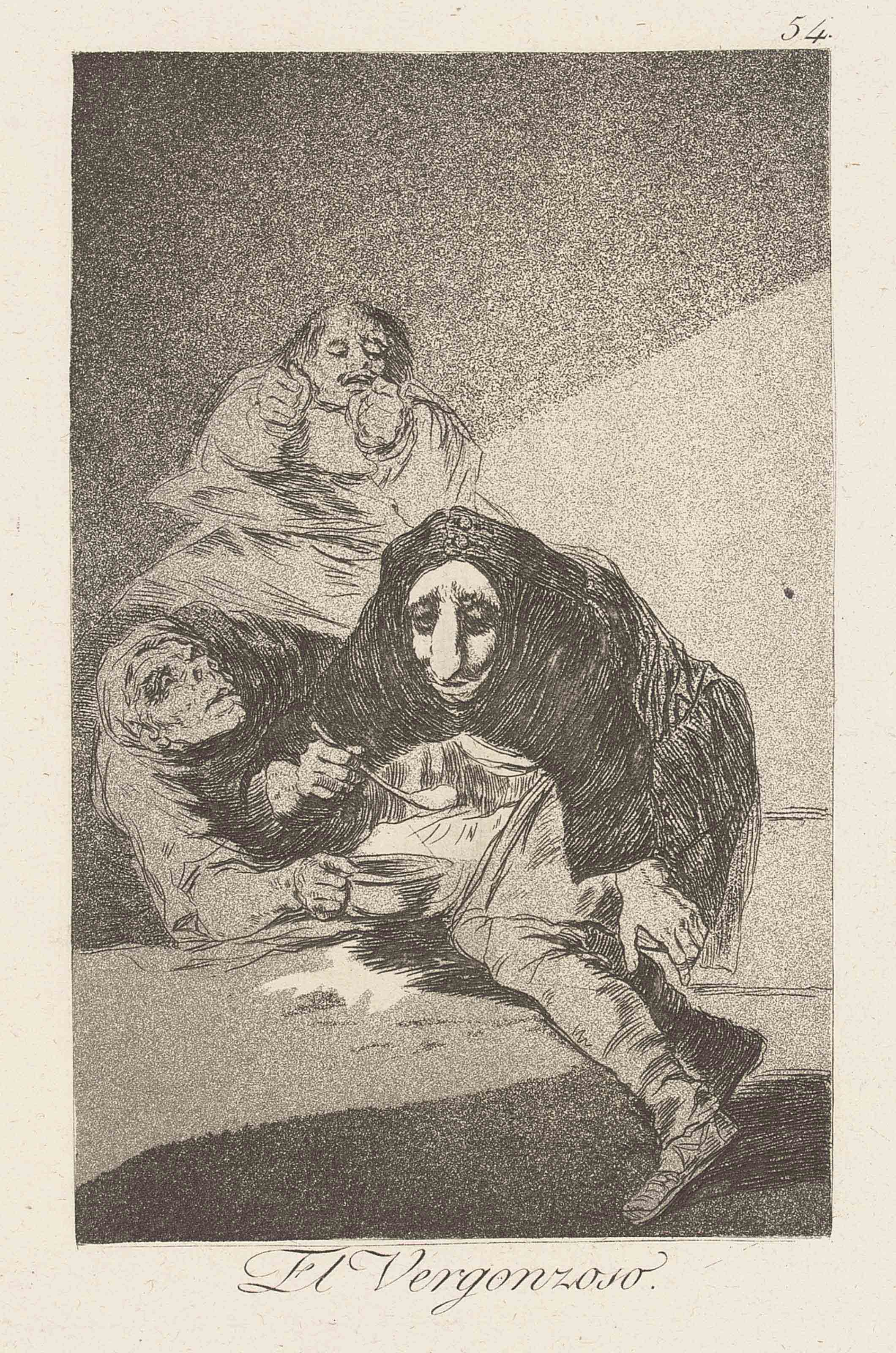 El Vergonzoso, plate 54 from: Los Caprichos (D. 91; H. 89) 
