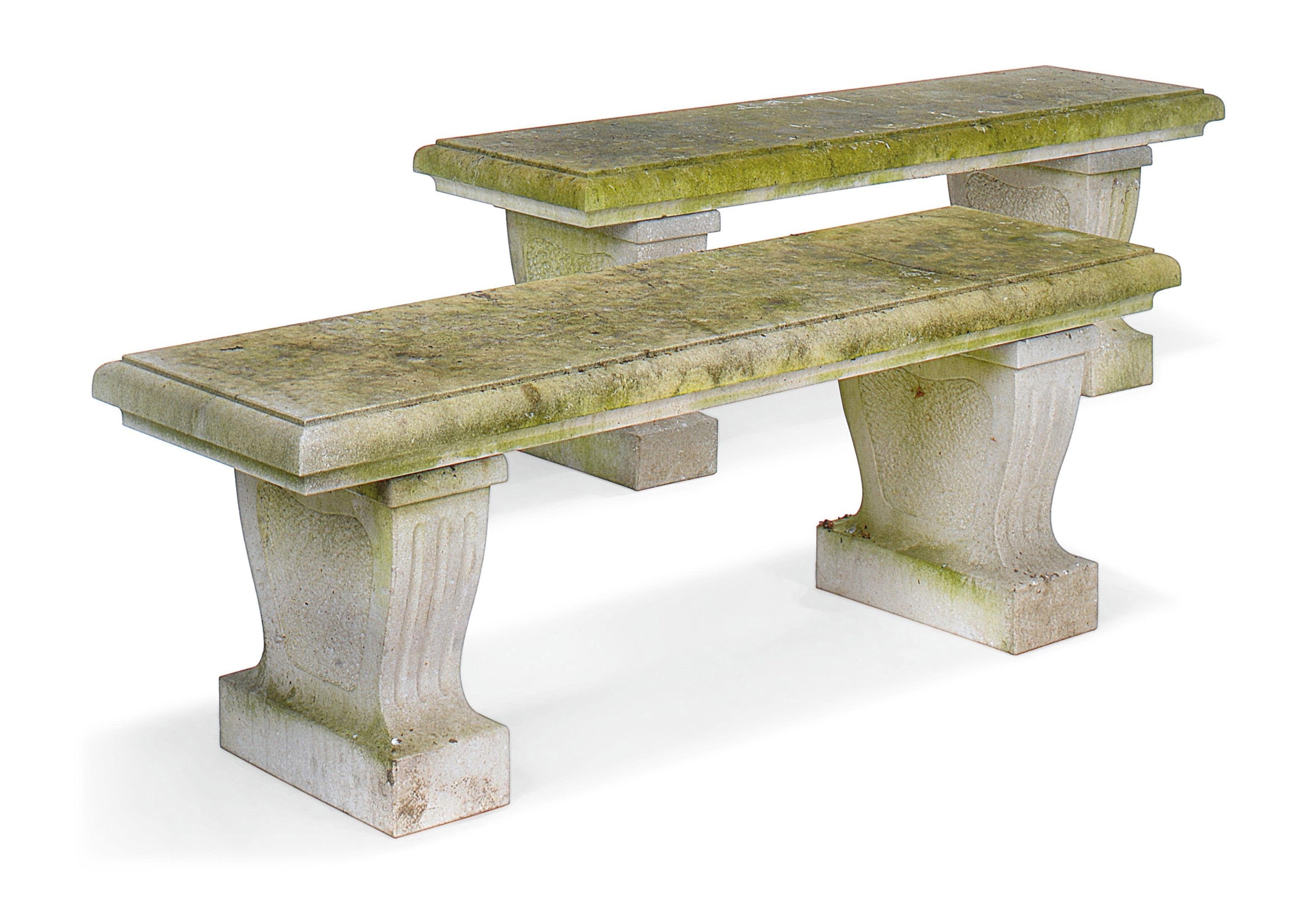 A PAIR OF LIMESTONE GARDEN BENCHES , MODERN Christie's