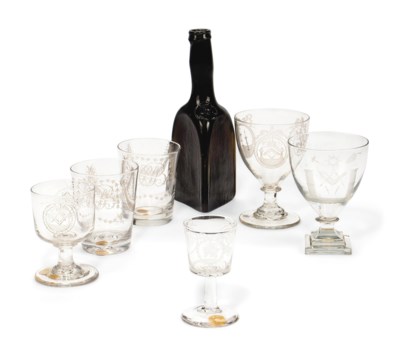 masonic glassware lot 18th century