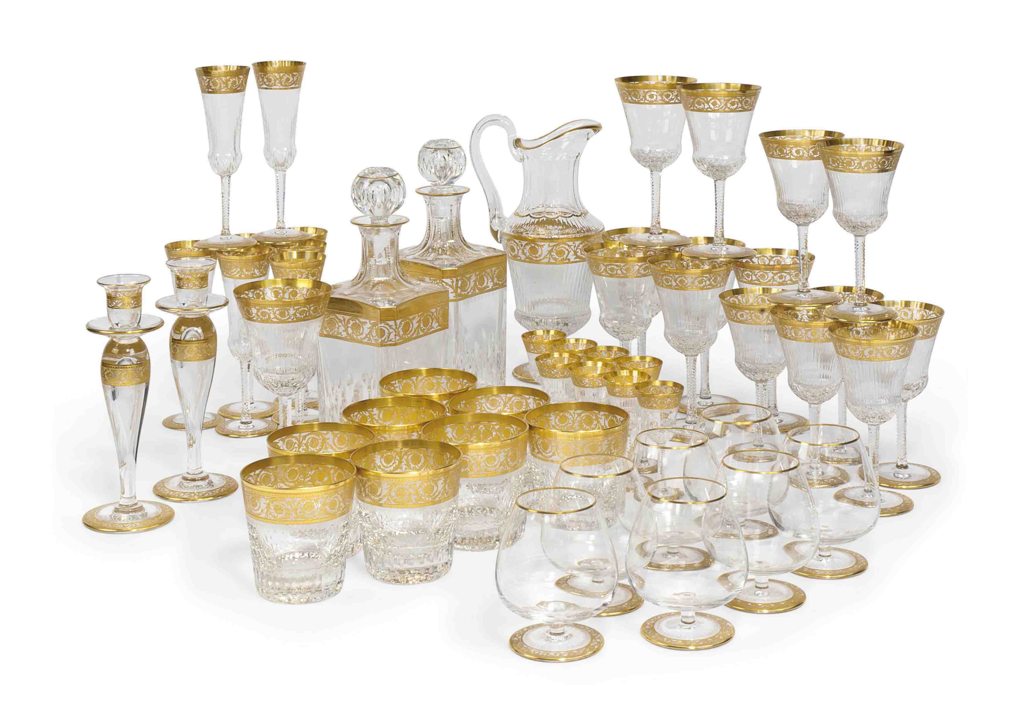 A ST.LOUIS CRYSTAL 'THISTLE' PATTERN PART TABLESERVICE , 20TH CENTURY
