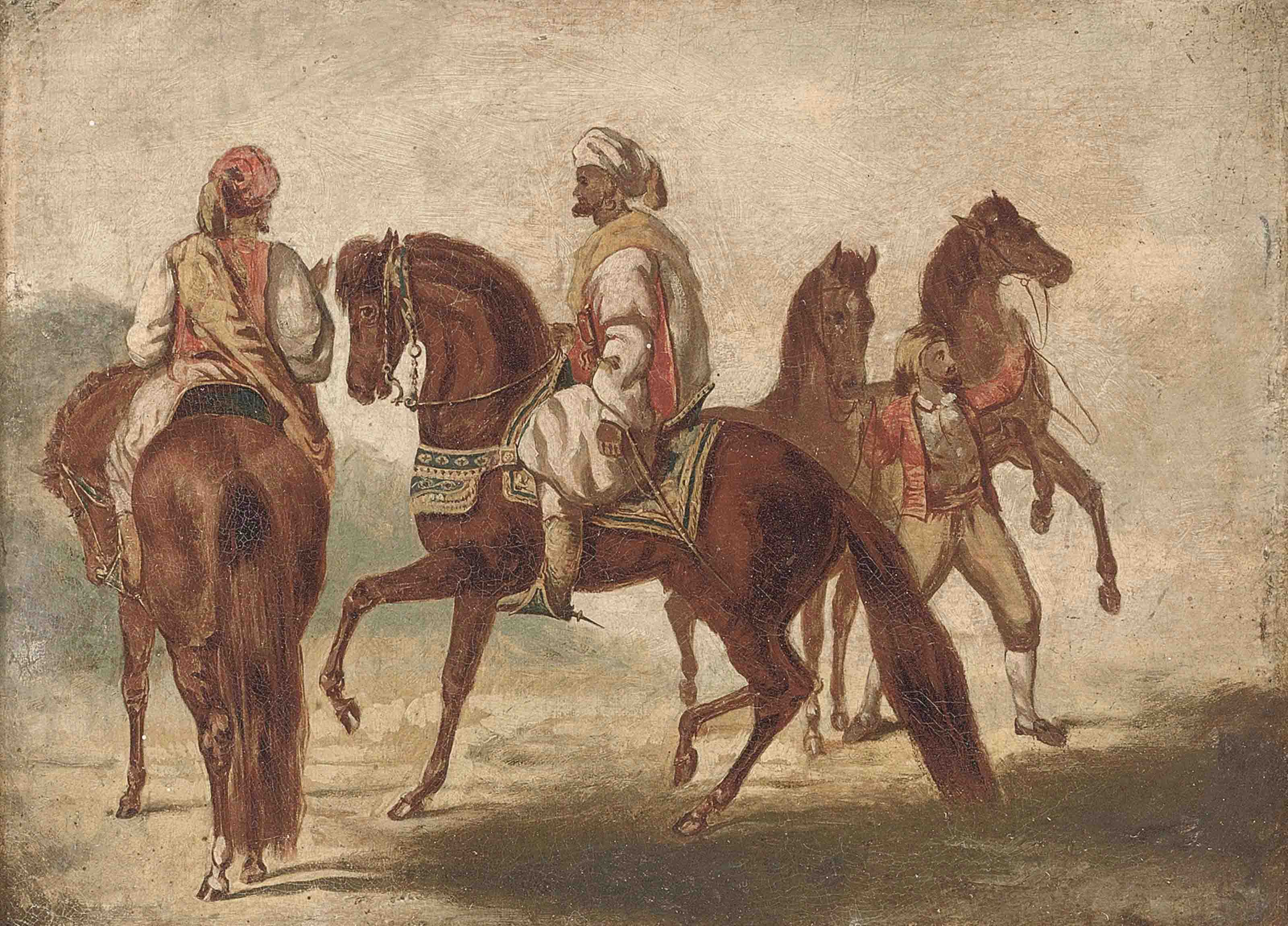Follower of Eugène Delacroix , Arab warriors on horseback Christie's