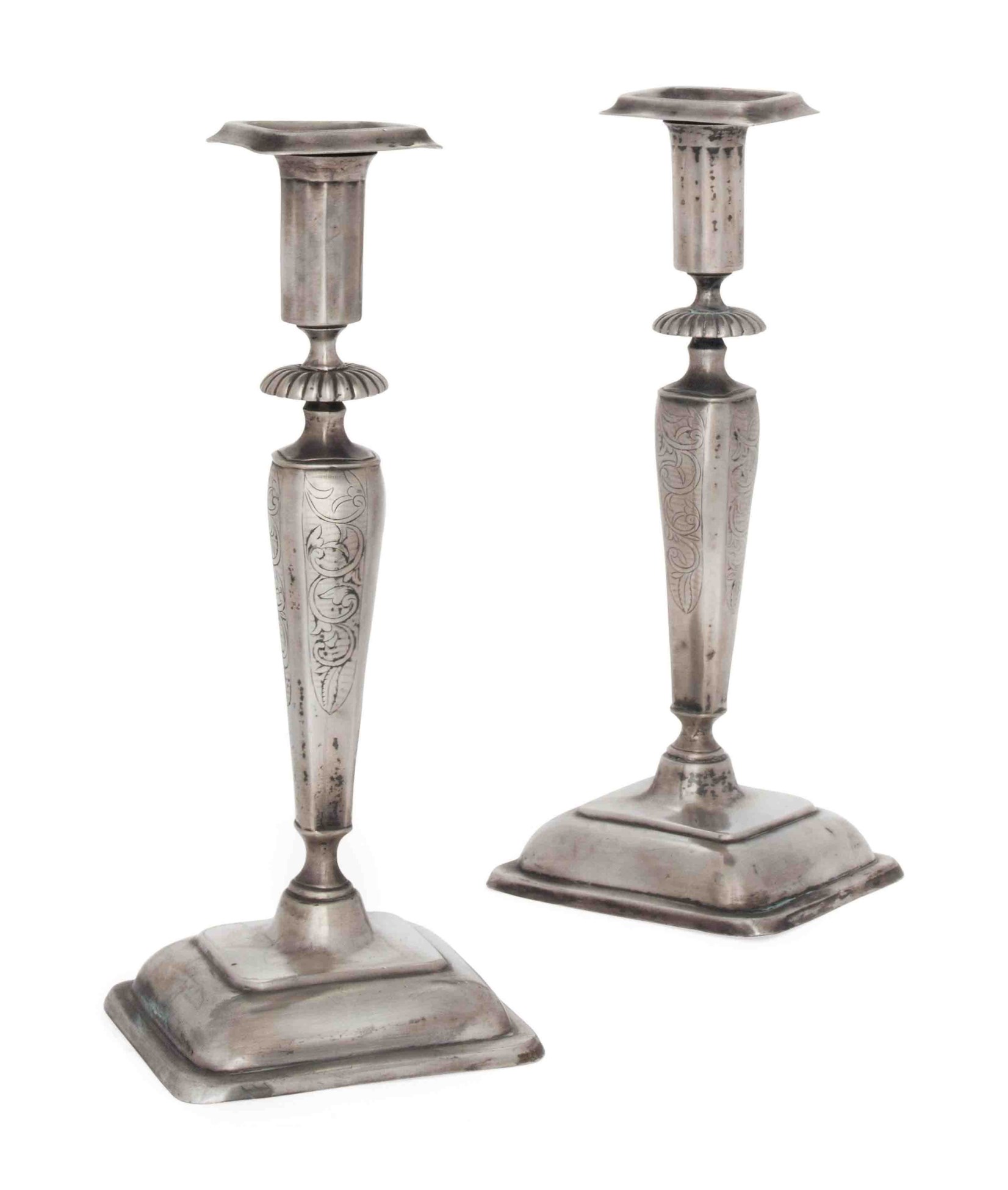 A PAIR OF POLISH SILVER CANDLESTICKS