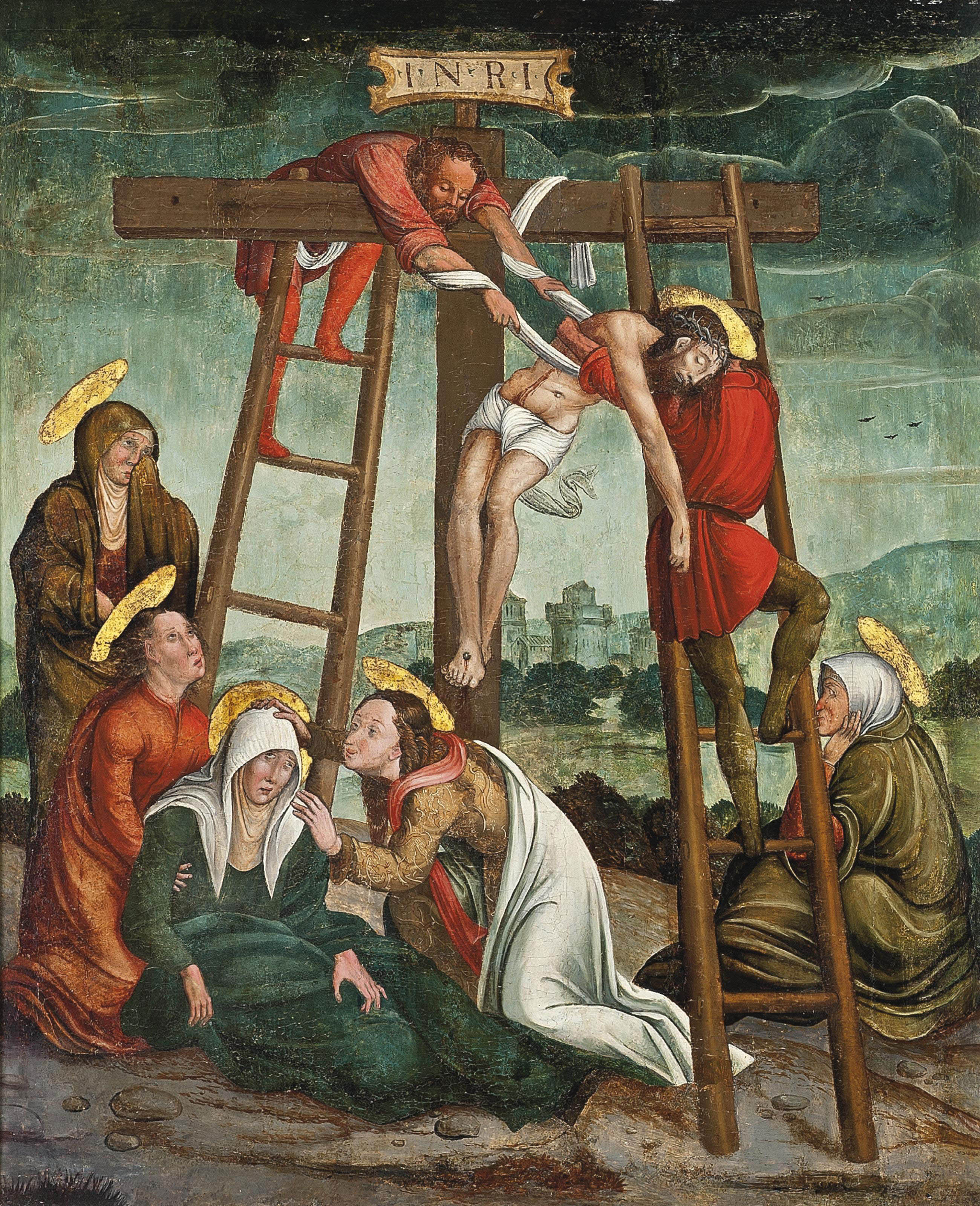 Spanish School 16th Century The Descent From The Cross 16th