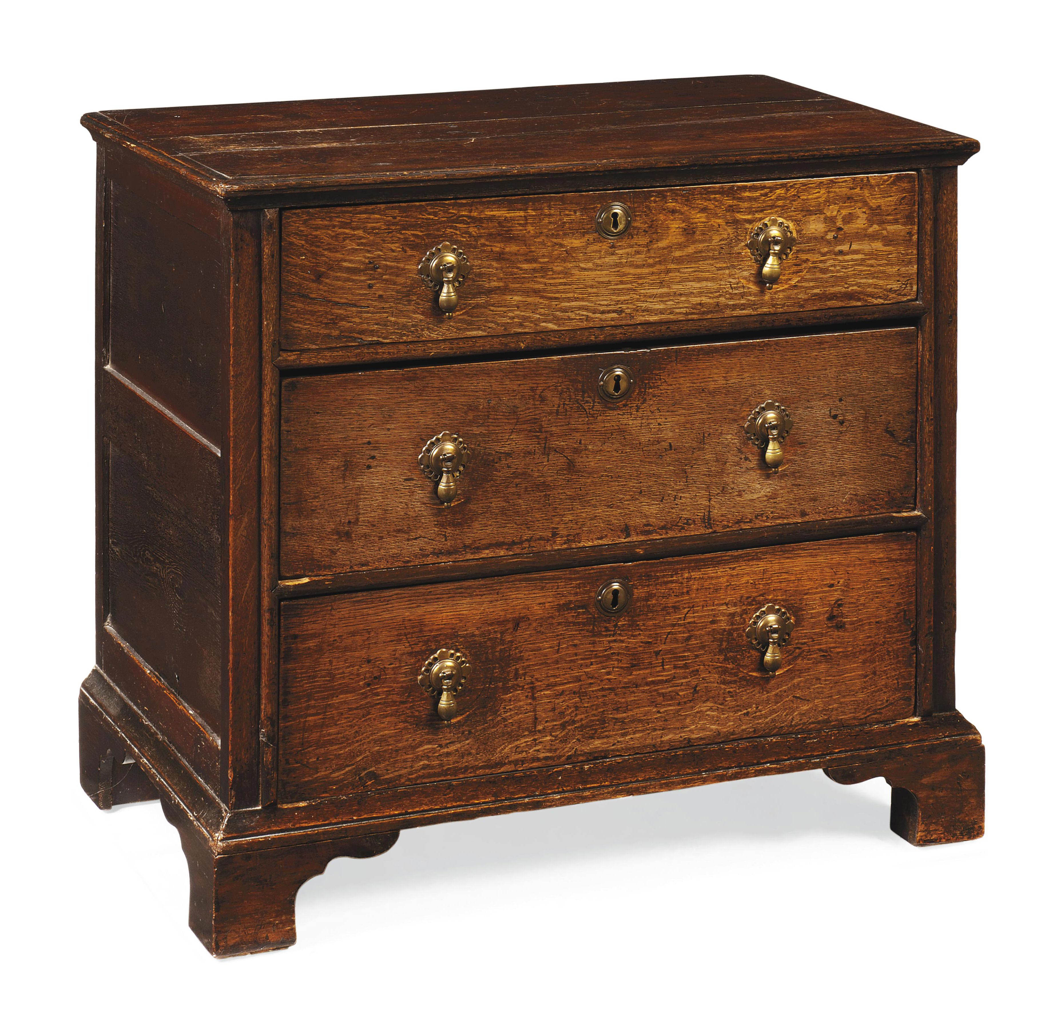 A Small Oak Three Drawer Chest Late 17th Early 18th Century