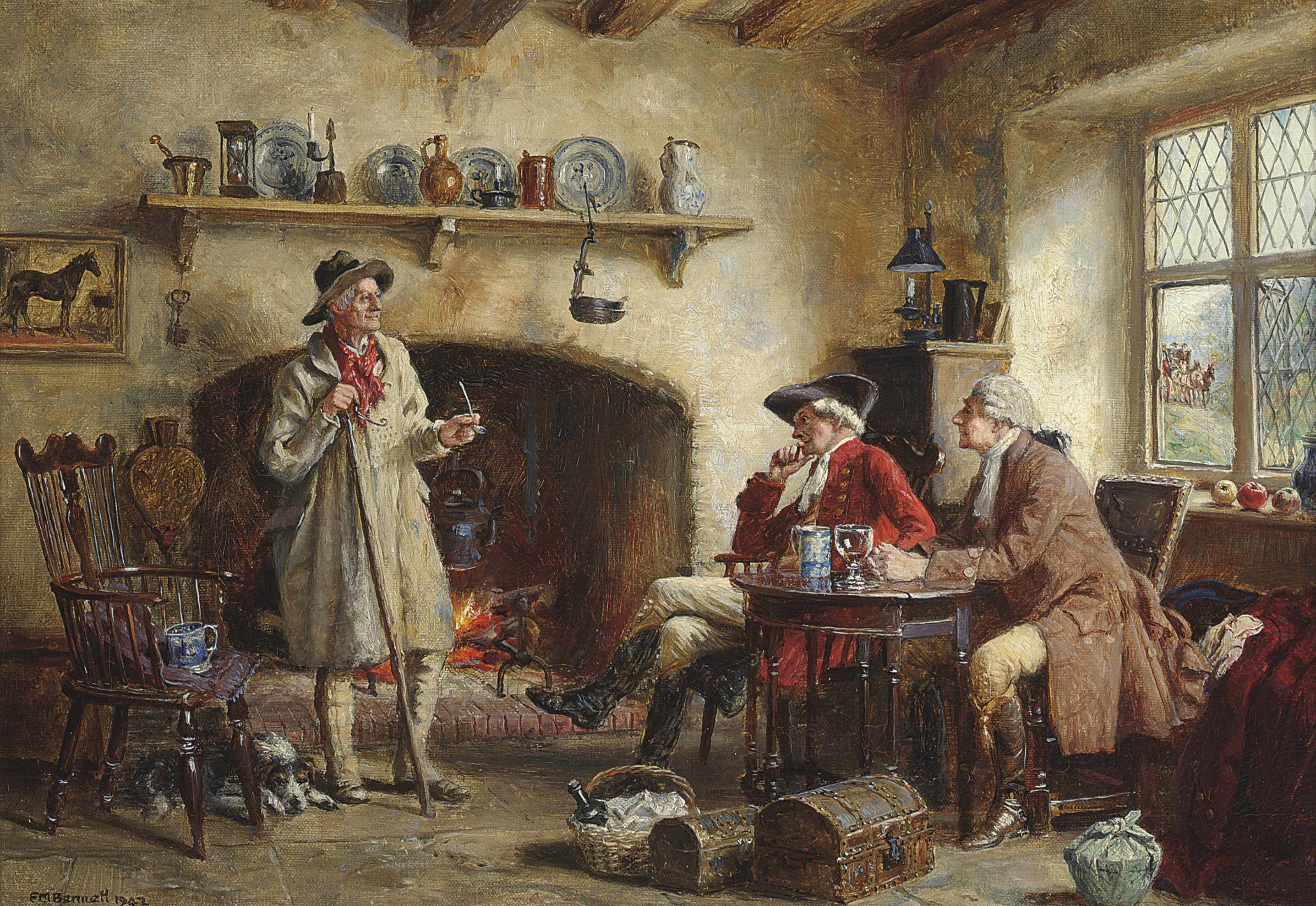 Бытовой быт. Frank Moss Bennett (1874-1953) Rococo. Трактир Англия 19 век. Харчевня 19 век Германия. Жанровая живопись Англия 19 век.