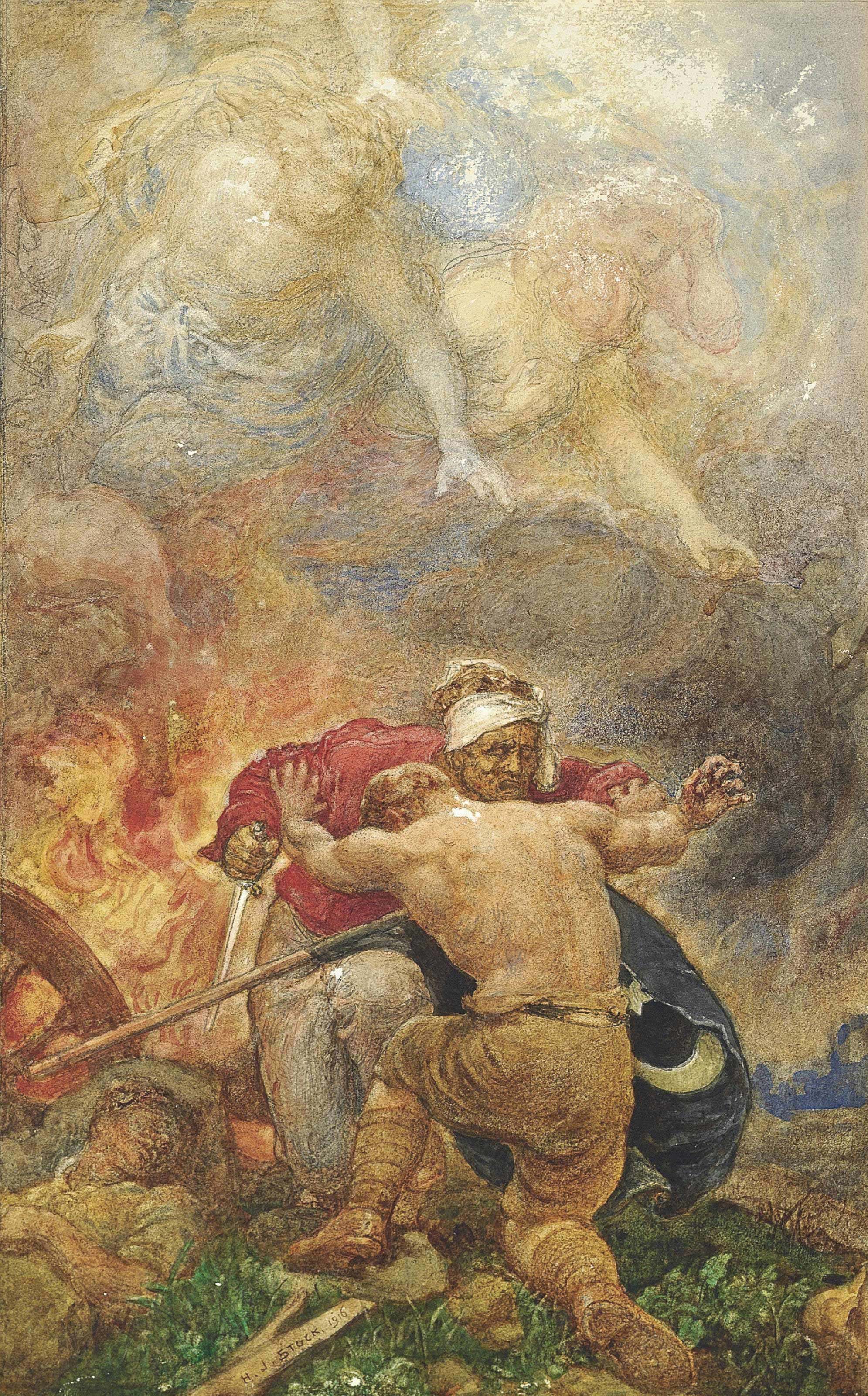 Henry John Stock (18531930) , Cain and Abel The struggle against evil