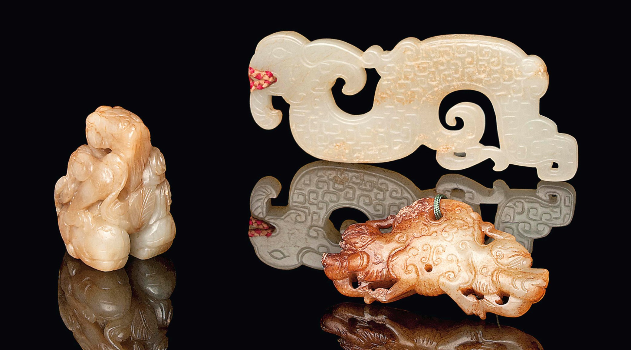 THREE JADE CARVINGS