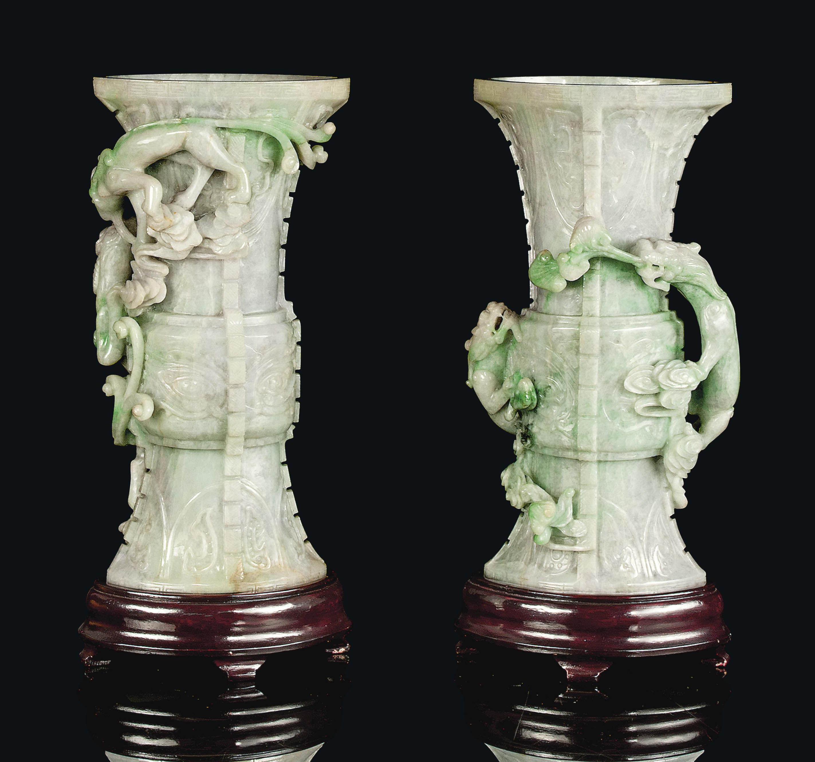 A PAIR OF JADEITE VASES, GU Christie's