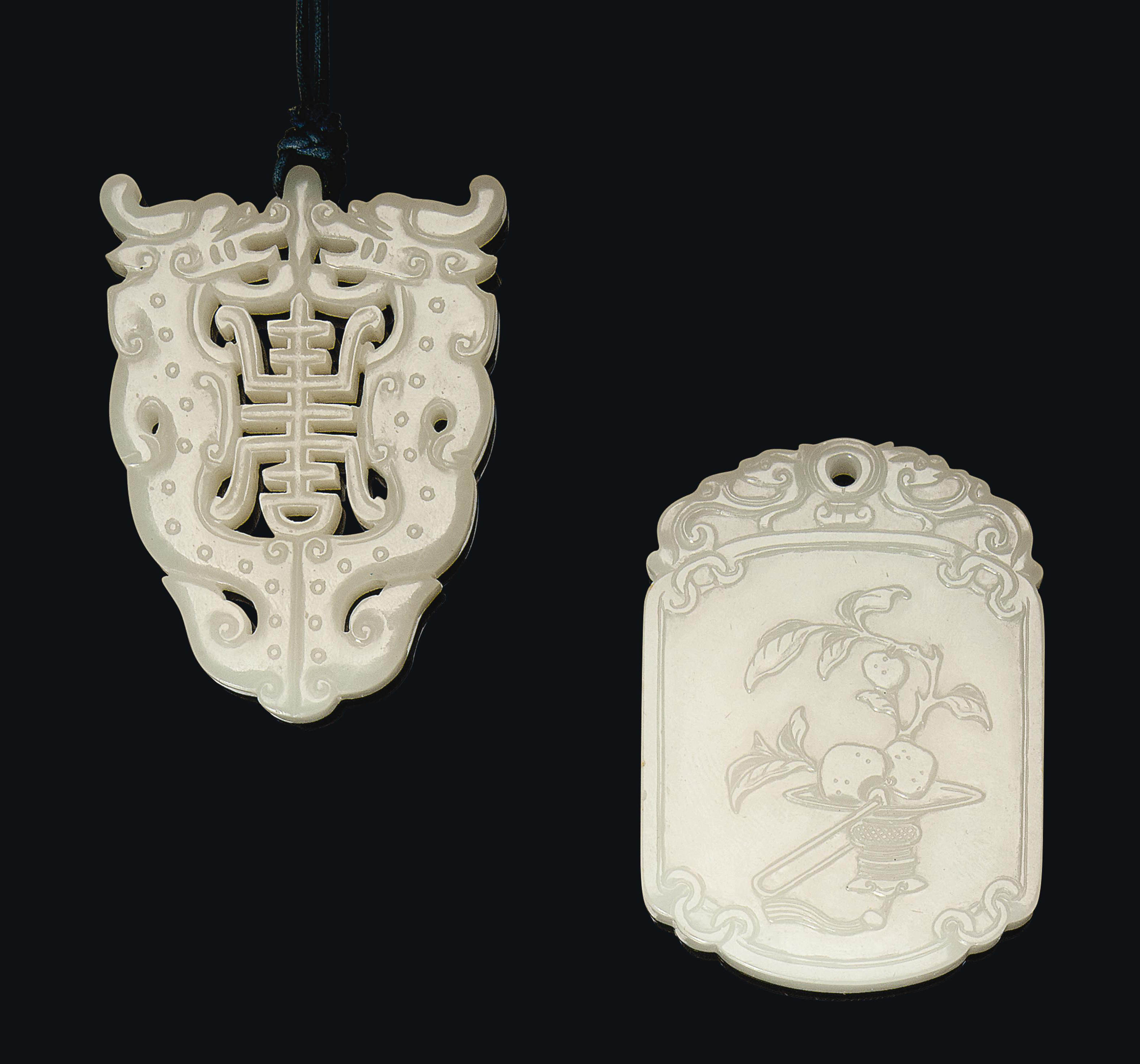 TWO WHITE JADE PENDANTS , 19TH CENTURY Christie's