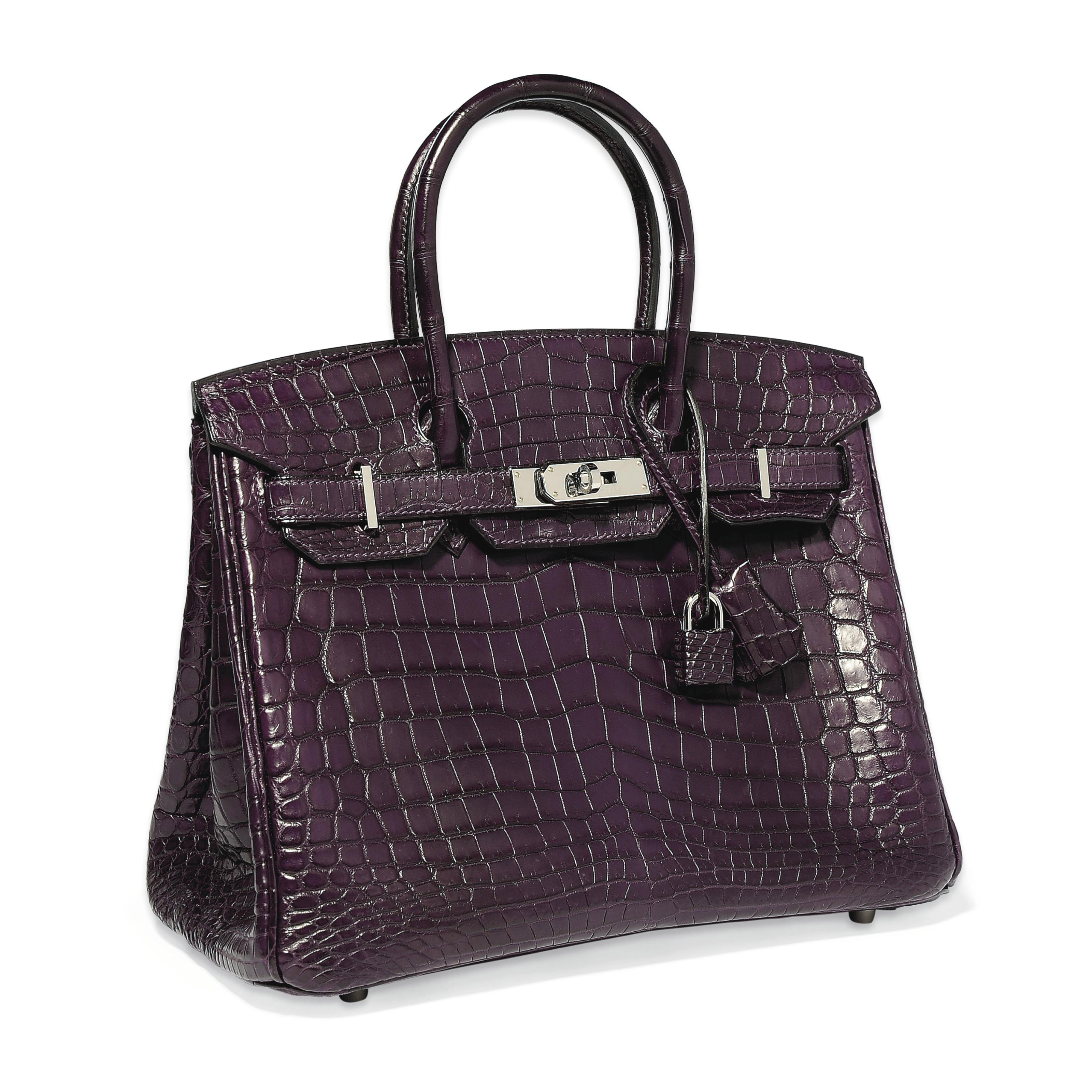 AN AMETHYST MATT CROCODILE BIRKIN BAG  HERM S 2009 