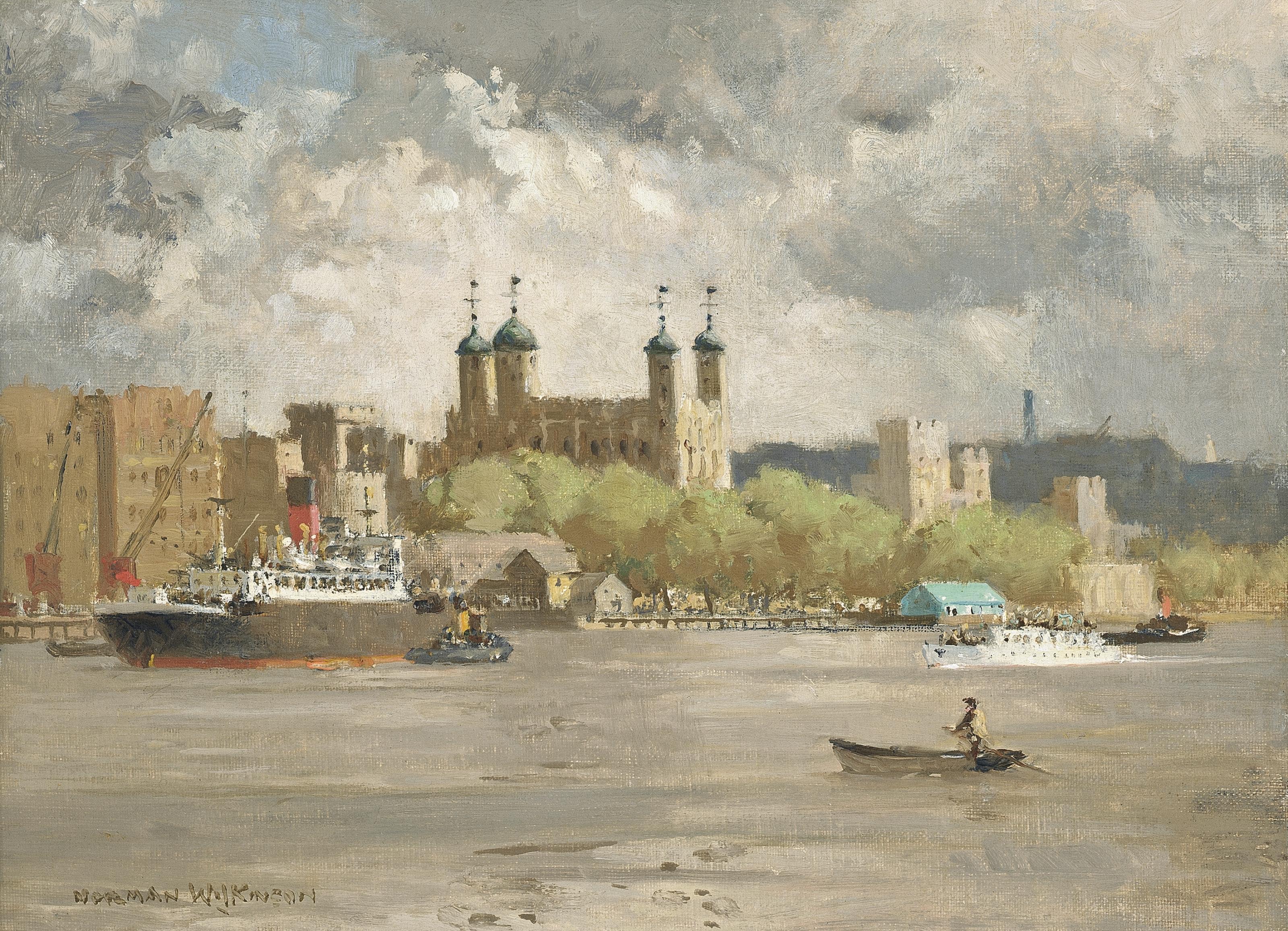 Norman Wilkinson, P.R.W.S., R.I. (Cambridge 18781971) , The Tower of