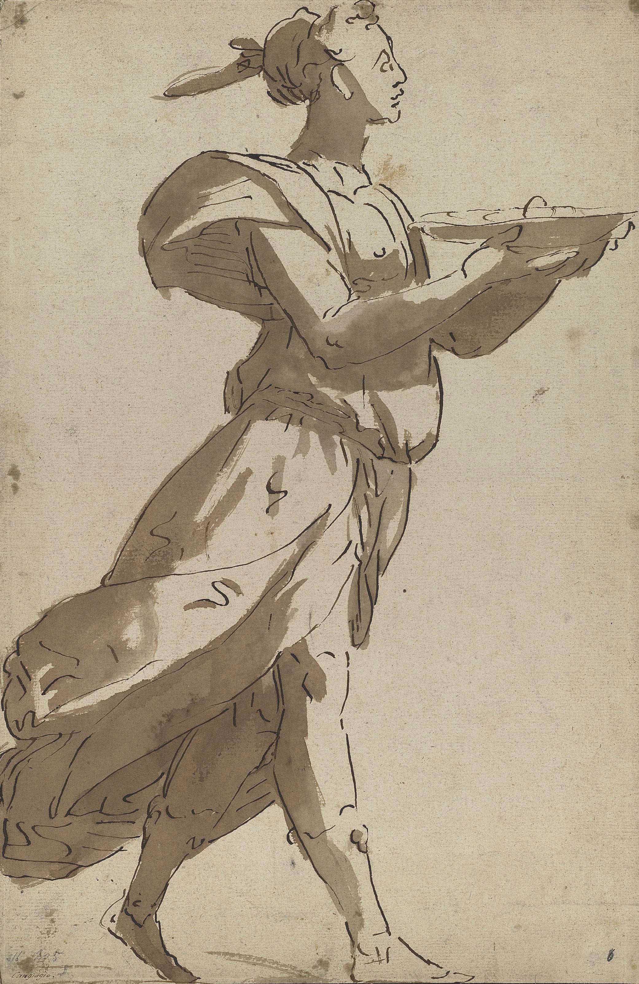 Circle of Luca Cambiaso (Genoa 15271585 Madrid) , A female figure