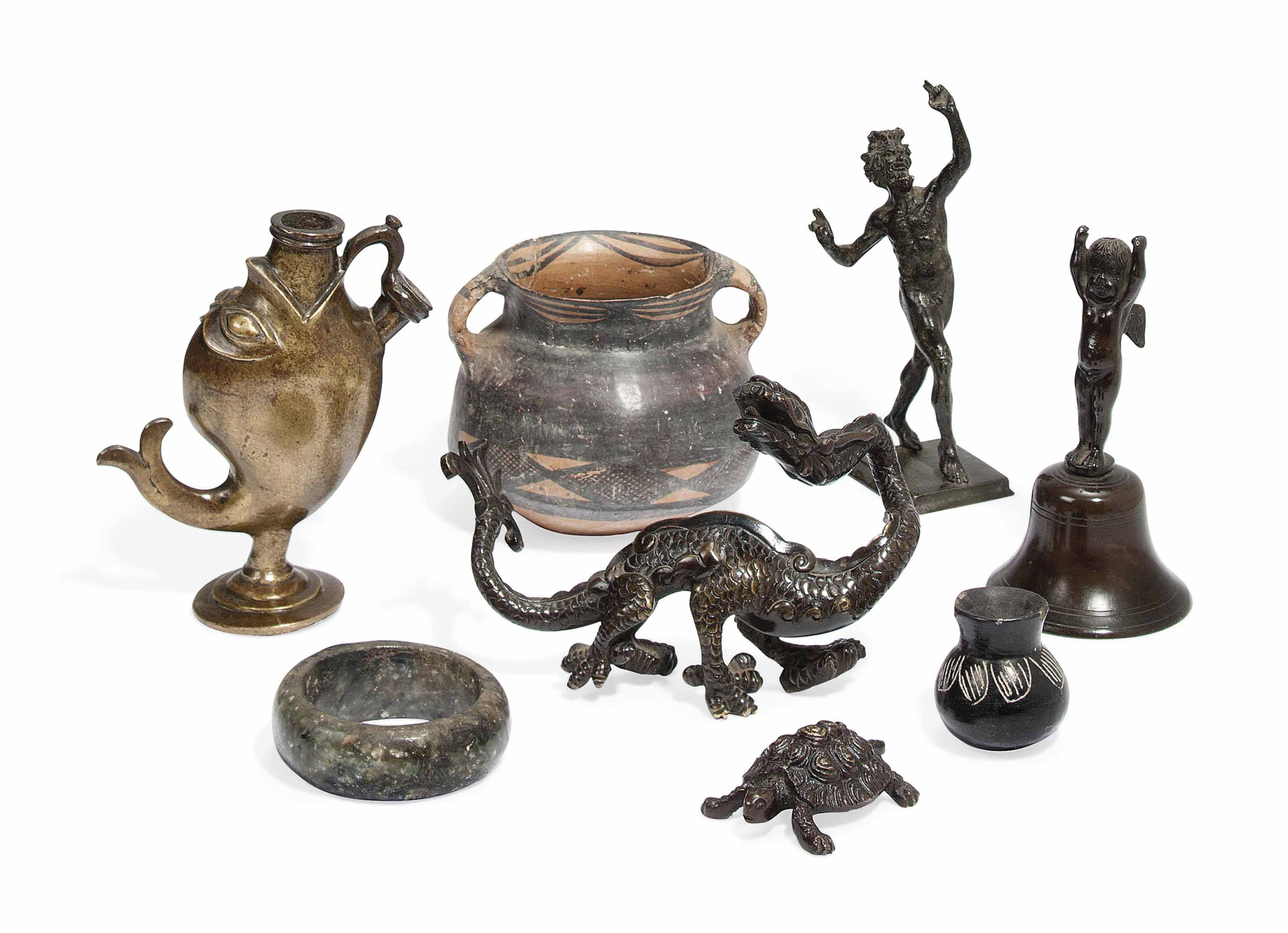 A COLLECTION OF BRONZE AND OTHER ITEMS , 19TH CENTURY AND EARLIER