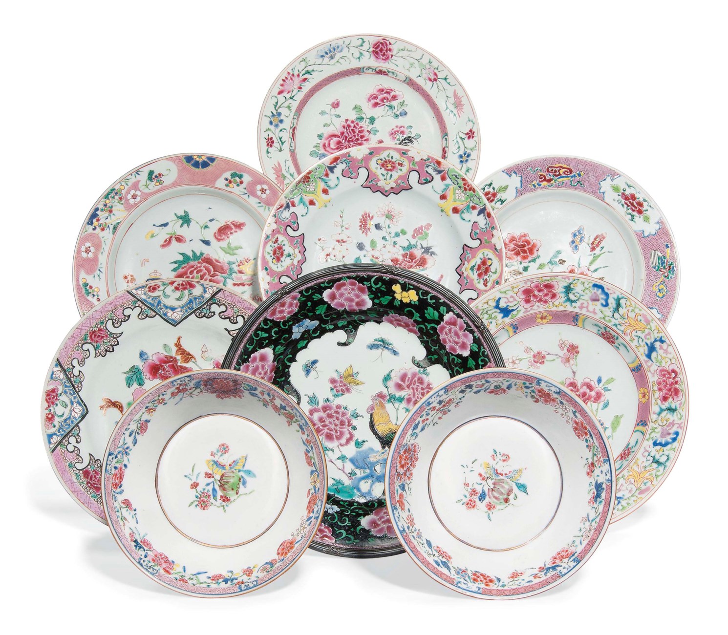 EIGHT CHINESE FAMILLE ROSE DISHES , YONGZHENG PERIOD (172335) Christie's