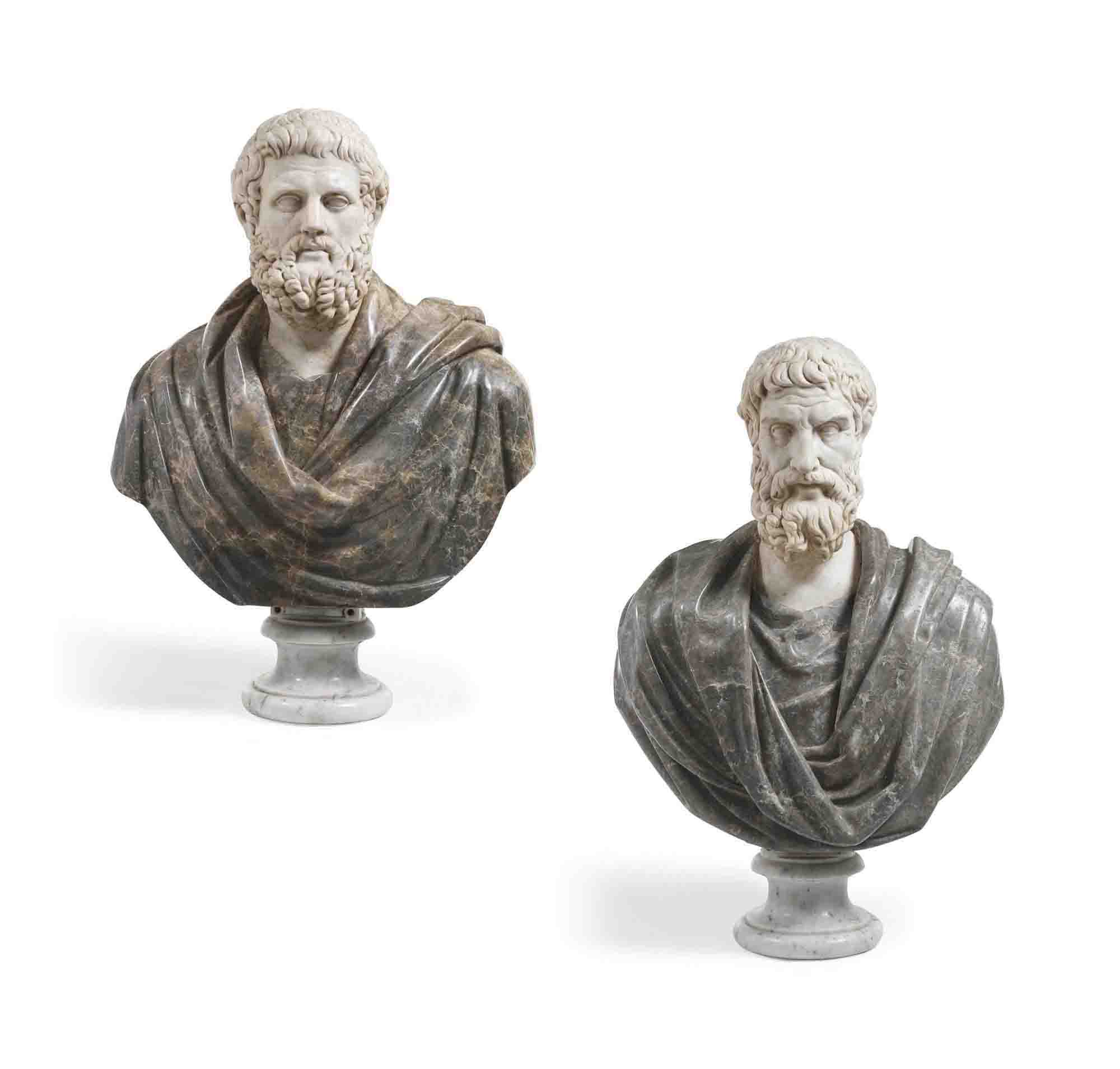 TWO MARBLE BUSTS OF CLASSICAL PHILOSOPHERS , 20TH CENTURY Christie's