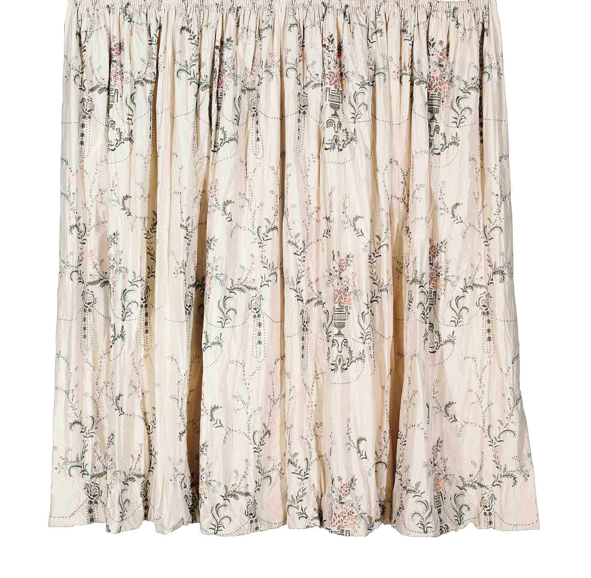 Five Pairs Of Ivory Silk Taffeta Curtains Contemporary