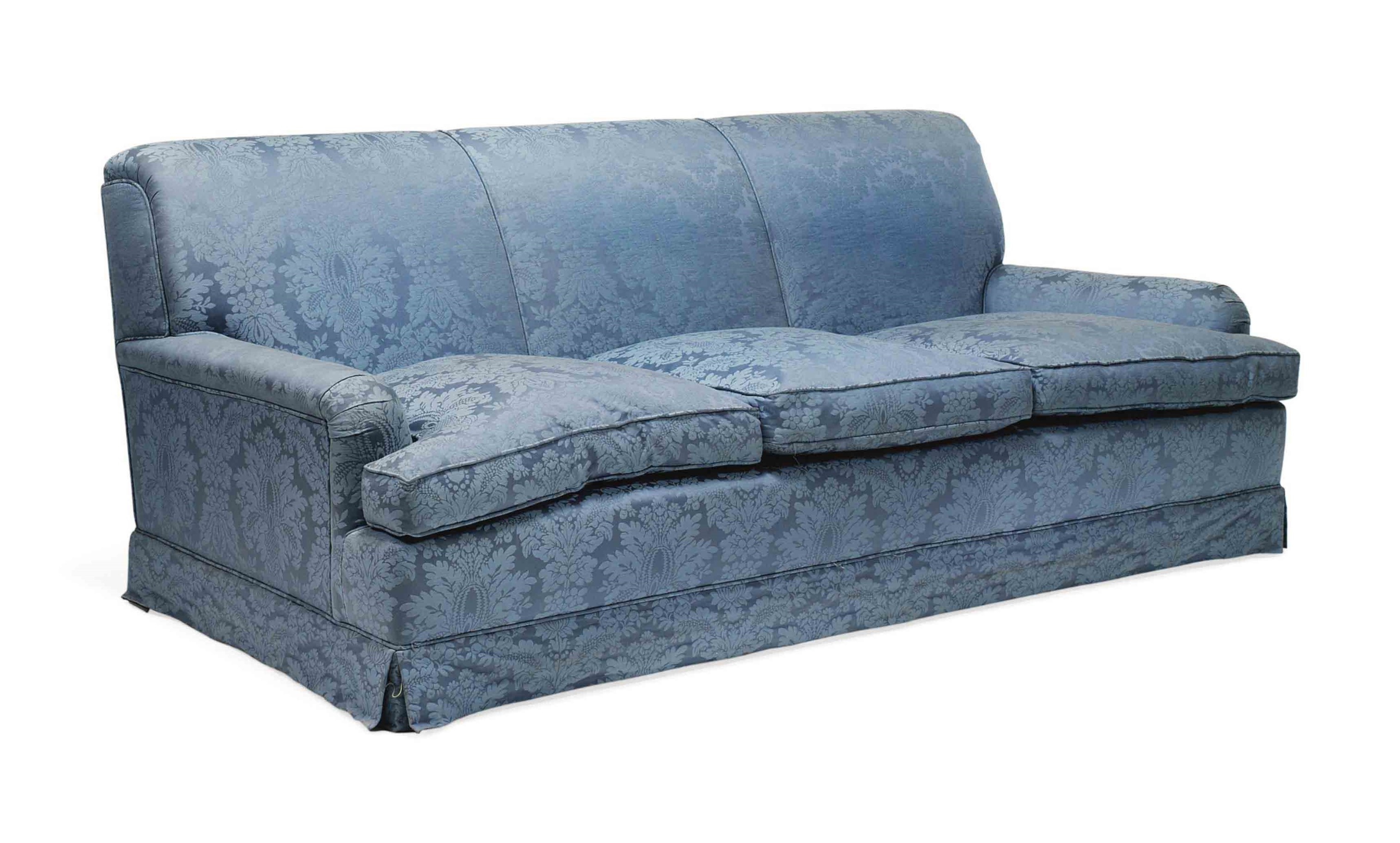 A BLUE COTTON DAMASK LARGE SOFA , LATE 20TH CENTURY Christie's