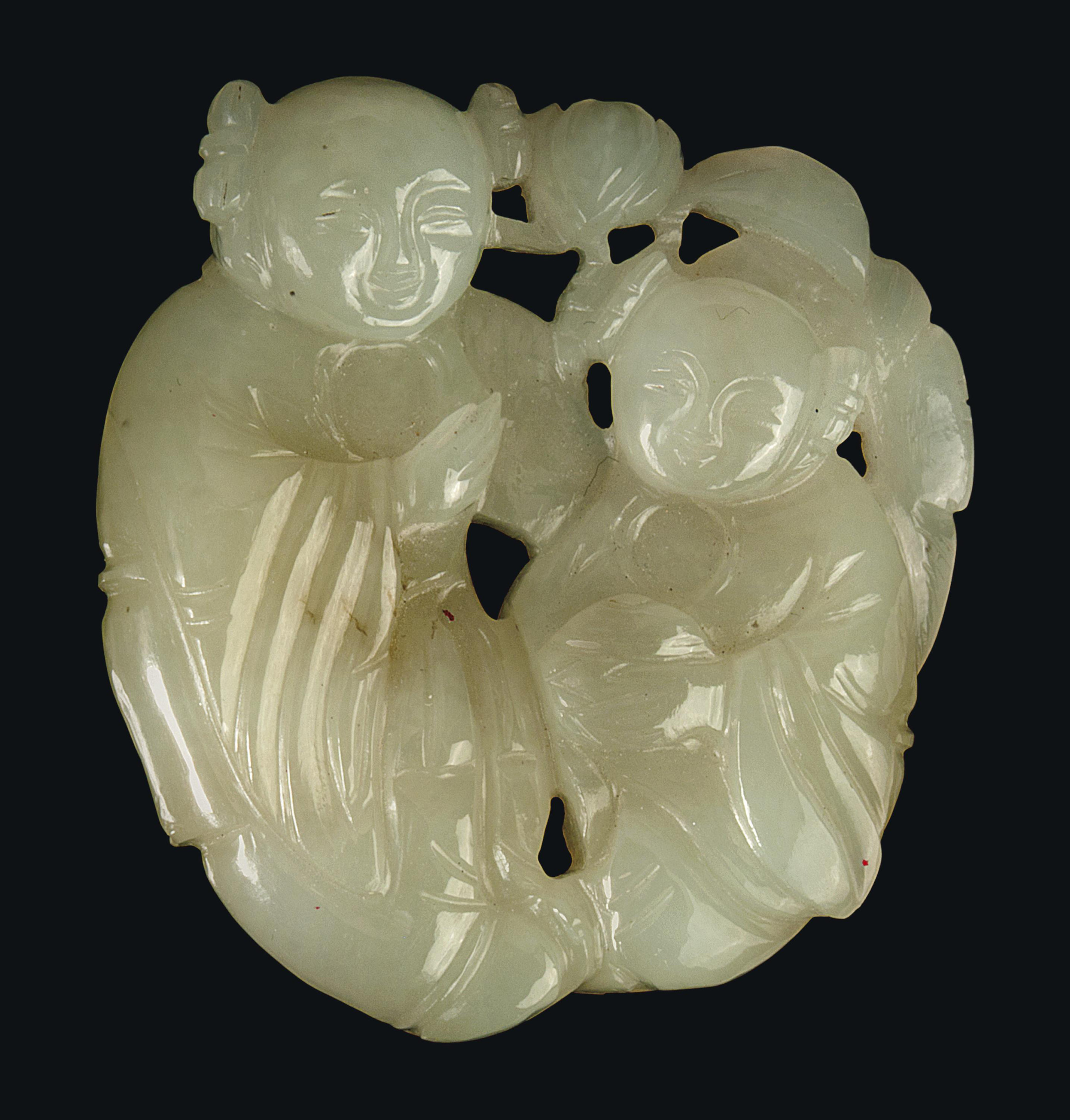 A CHINESE WHITE JADE DOUBLE BOY PENDANT Christie's