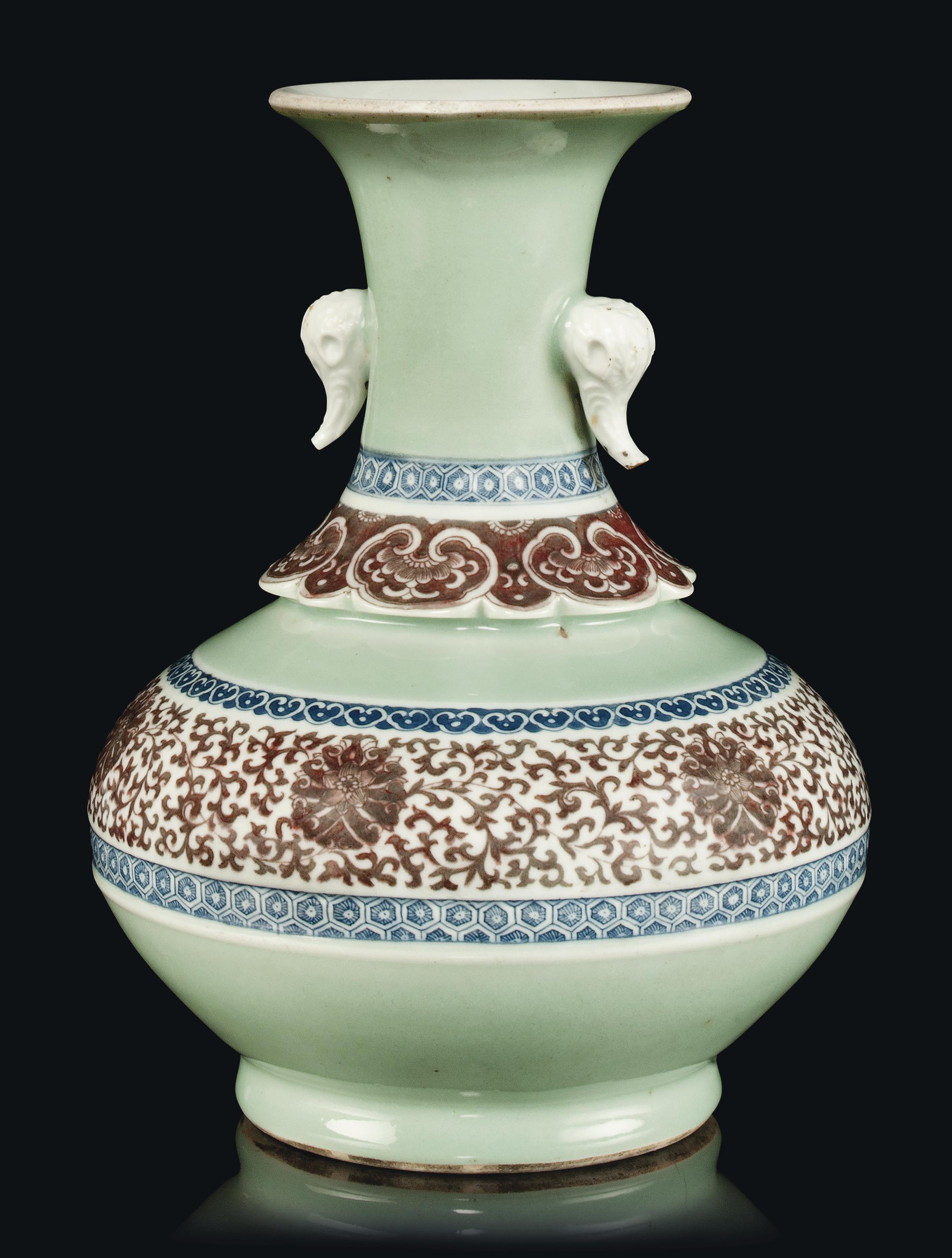A CHINESE CELADON VASE WITH ELEPHANT HANDLES , 19TH CENTURY Christie's