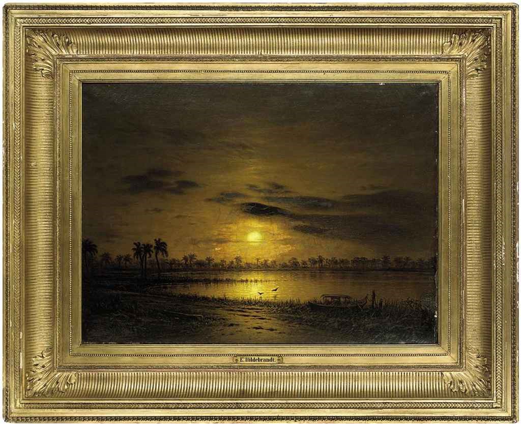 Eduard Hildebrandt (German, 18171869) , A tropical landscape at sunset